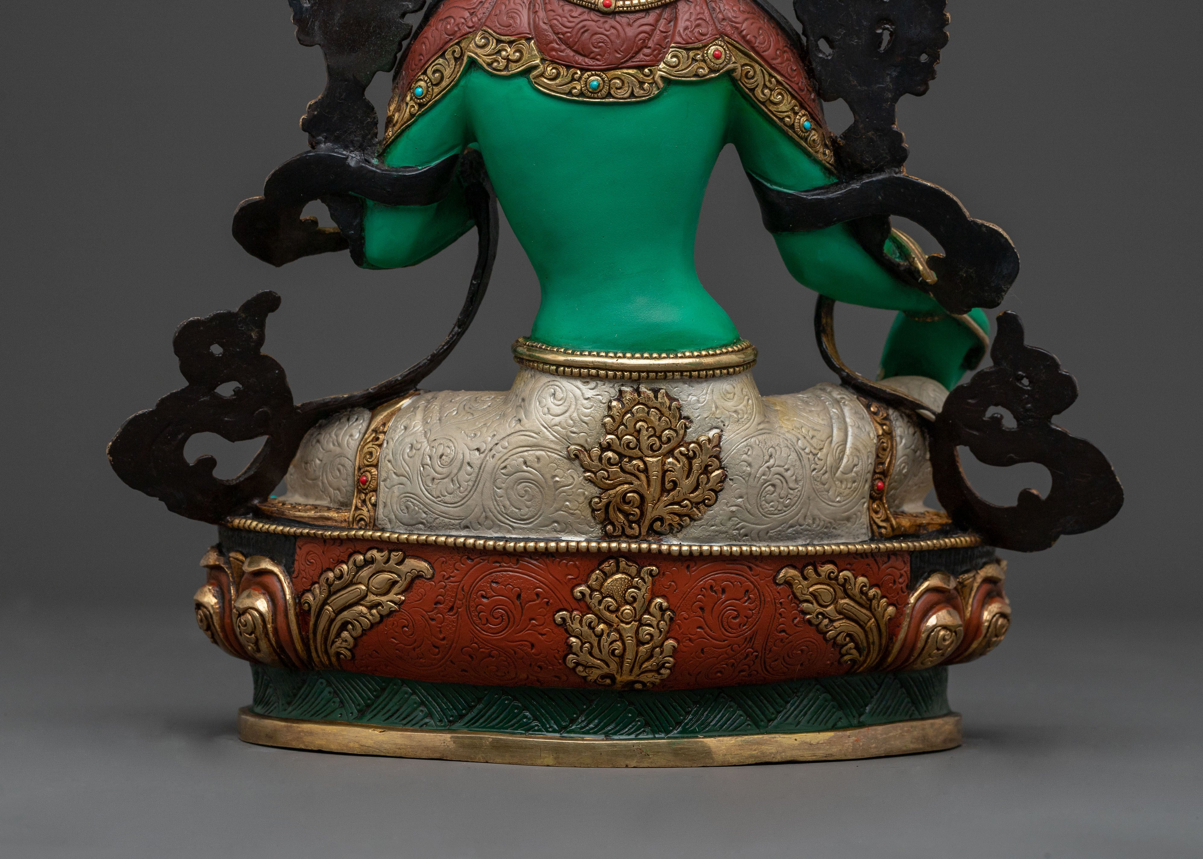 Green Tara Protection Statue: Hand-Gilded Serenity