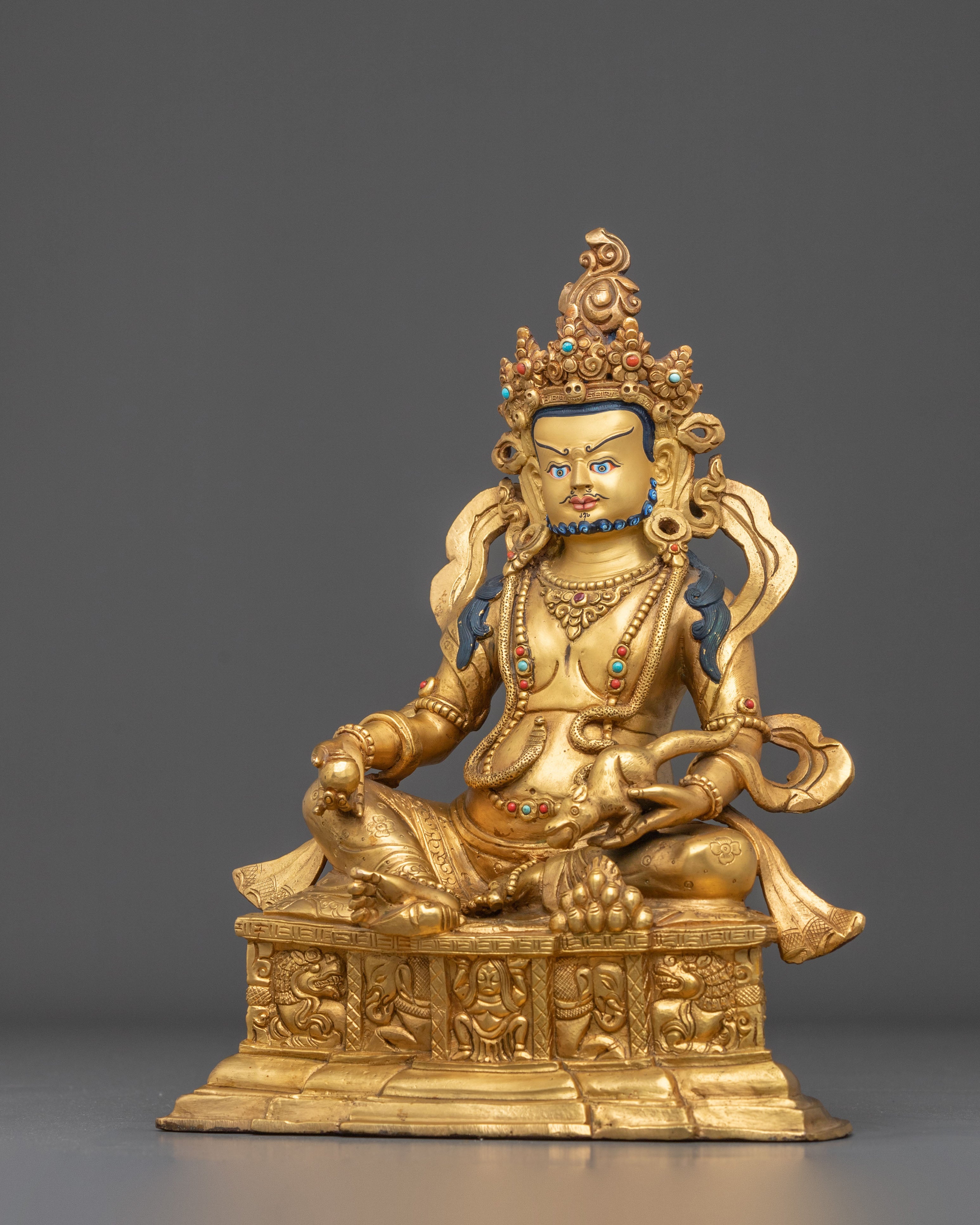 Jambhala Statue | Handcrafted Copper Gold Gilded Figurine