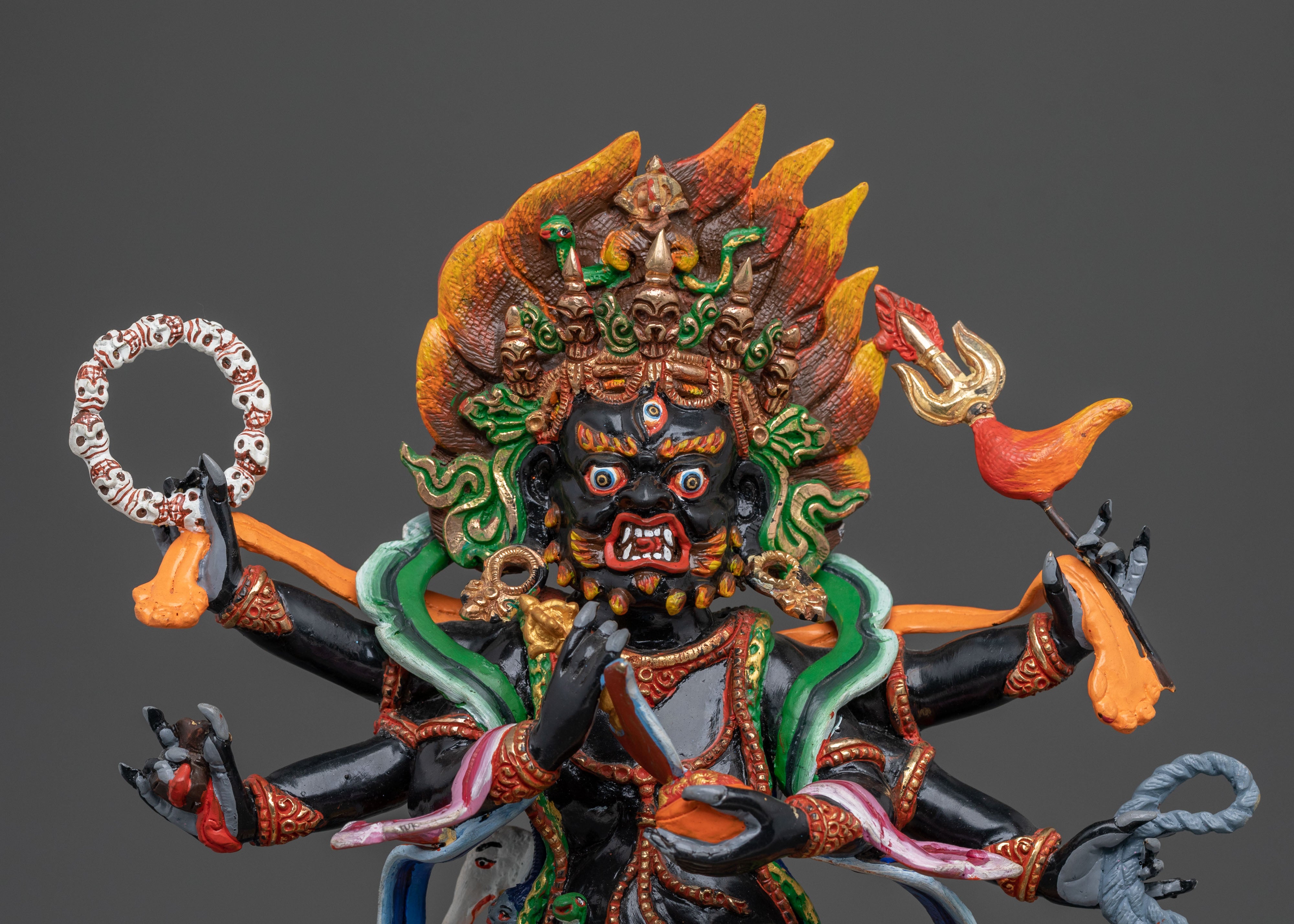Six-Armed Mahakala Statue | 24K Gold Gilded Protector