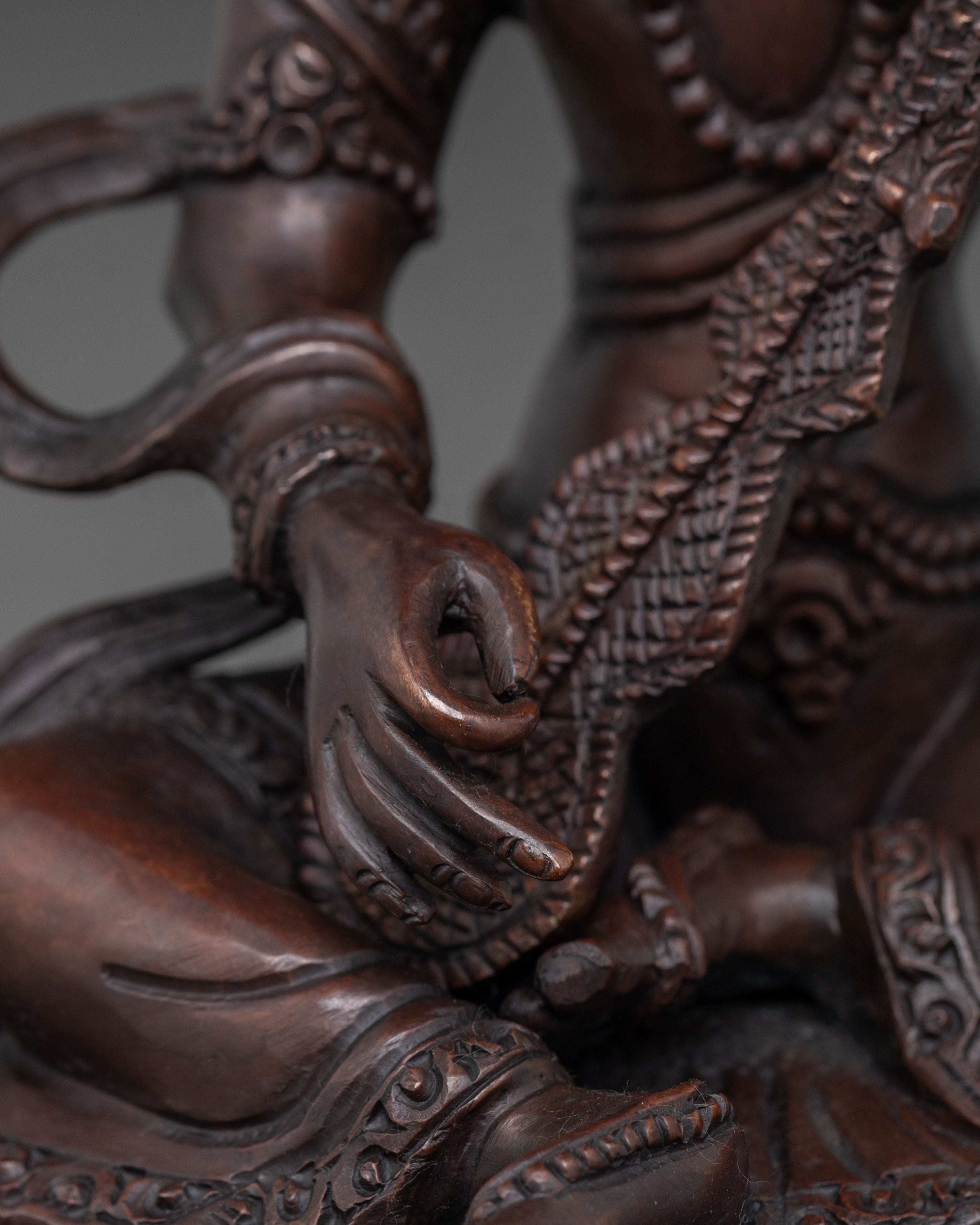 Goddess Saraswati Statue | Oxidized Copper Body