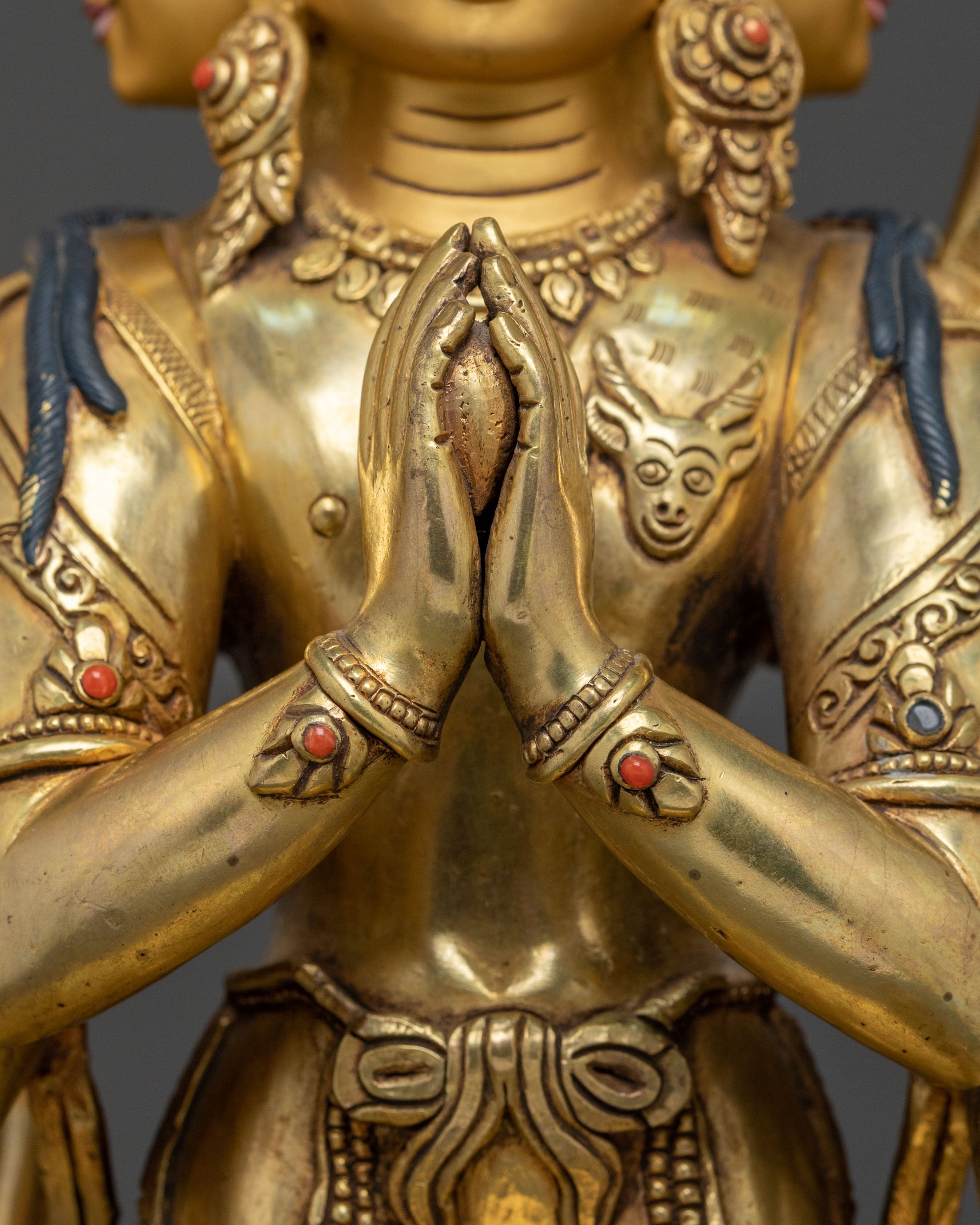 Majestic 1000 Armed Chenrezig Statue in 24K Gold Gilded Copper