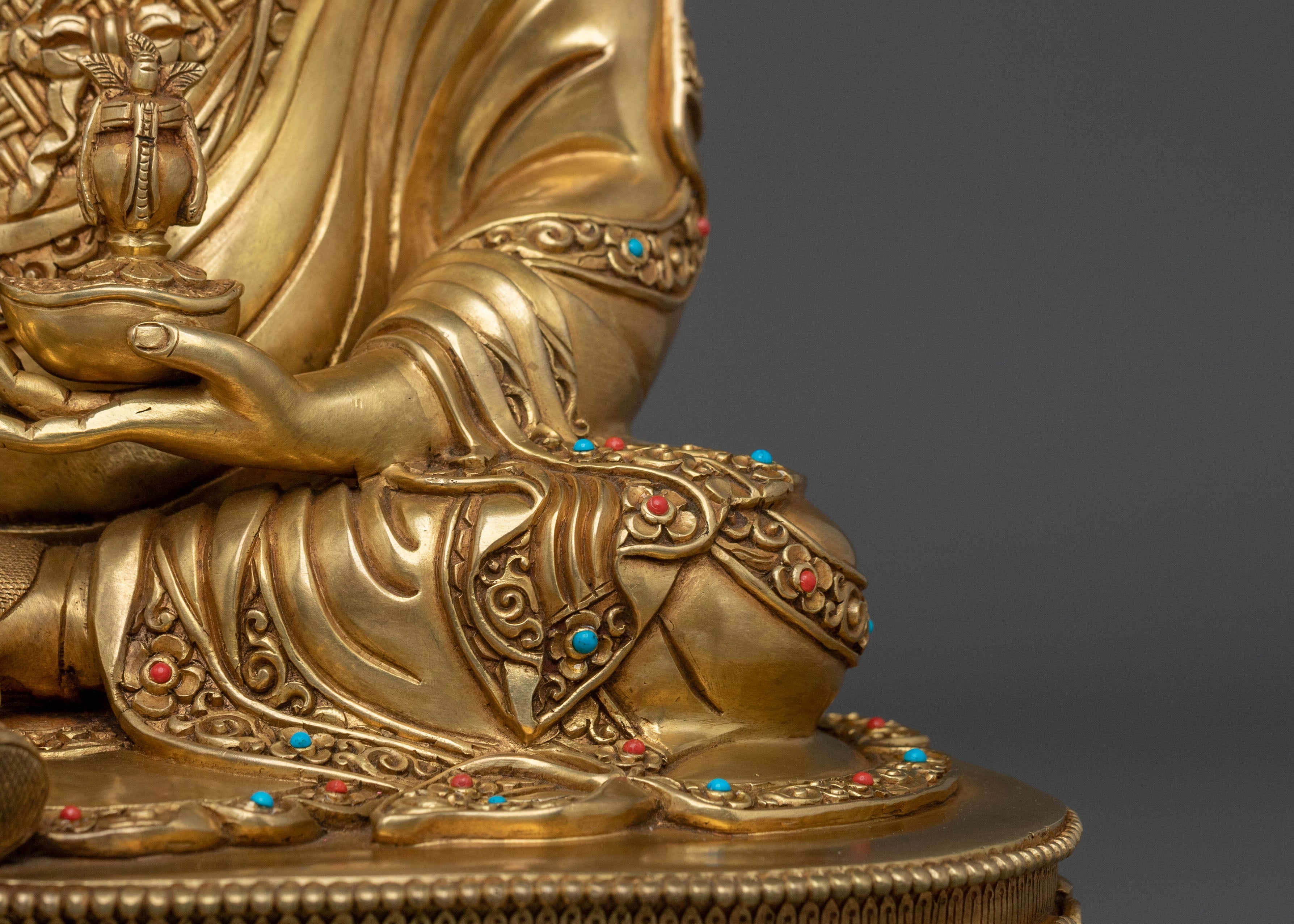 Guru Rinpoche Statue | Exquisitely 24K Gold Gilded