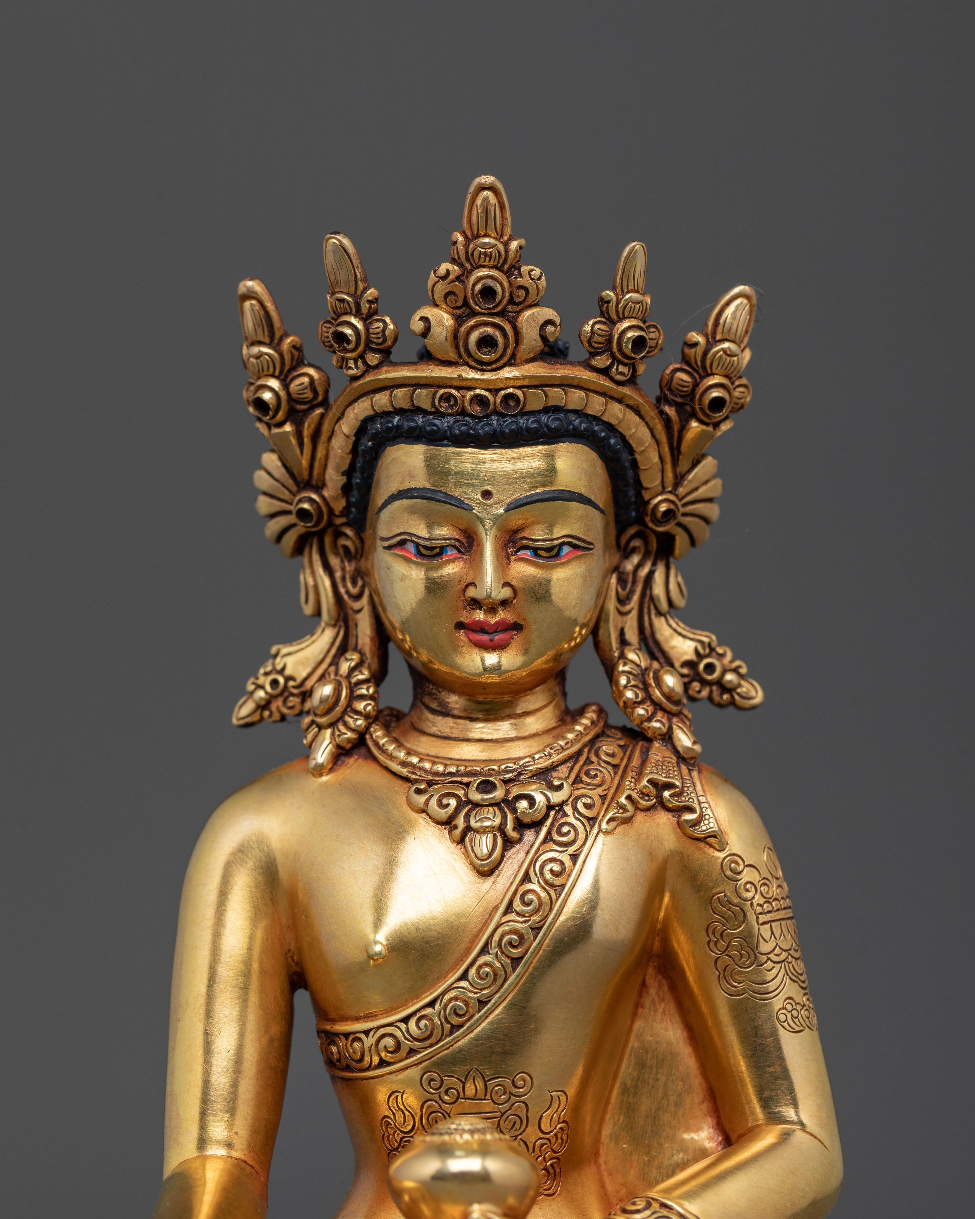 Himalayan Crown Shakyamuni Buddha Rupa | Sacred Altar Sculpture