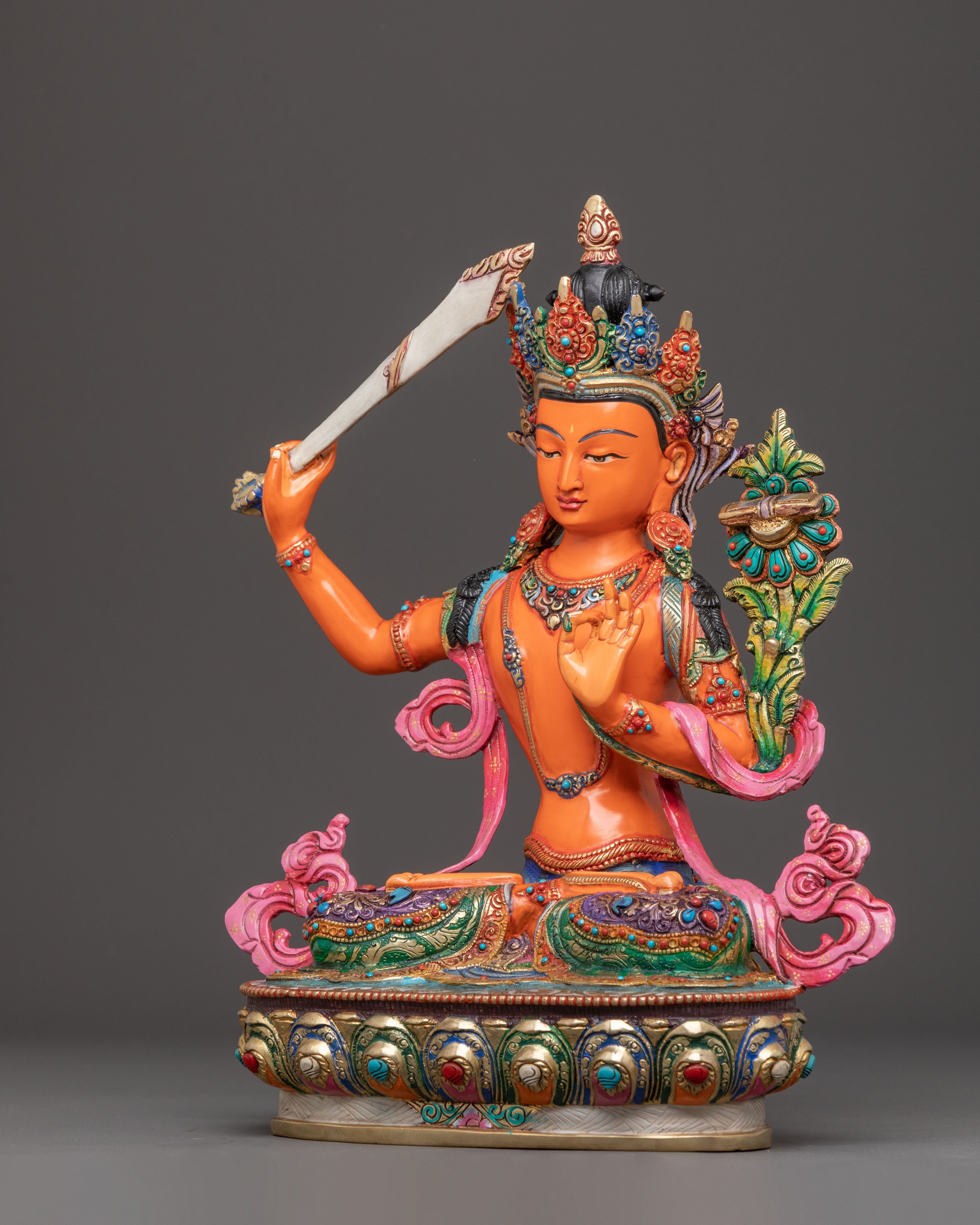 Himalayan Handcrafted Statue of Bodhisattva Manjushri