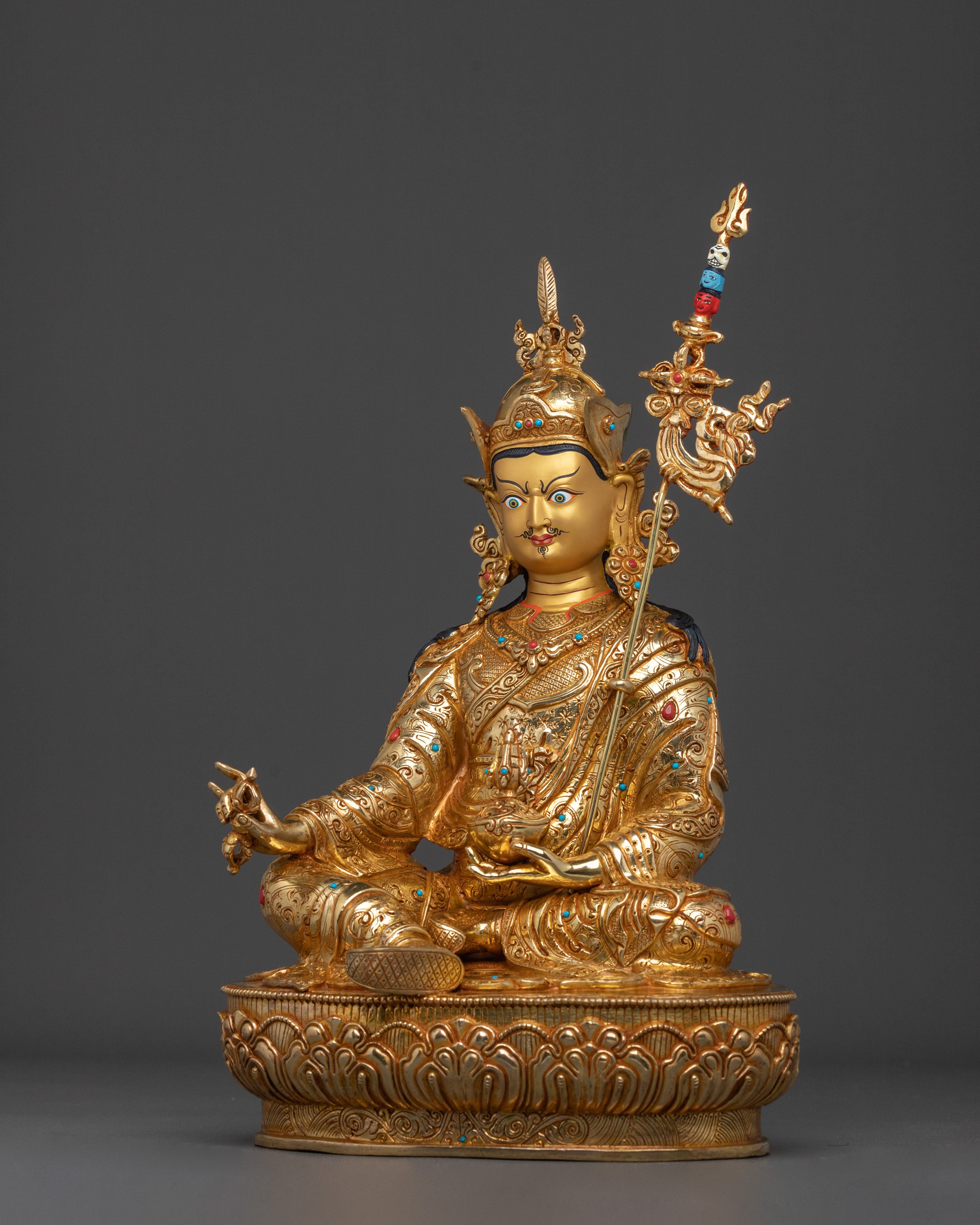 Guru Rinpoche Meditation Statue | Handcrafted Copper Altar Decor