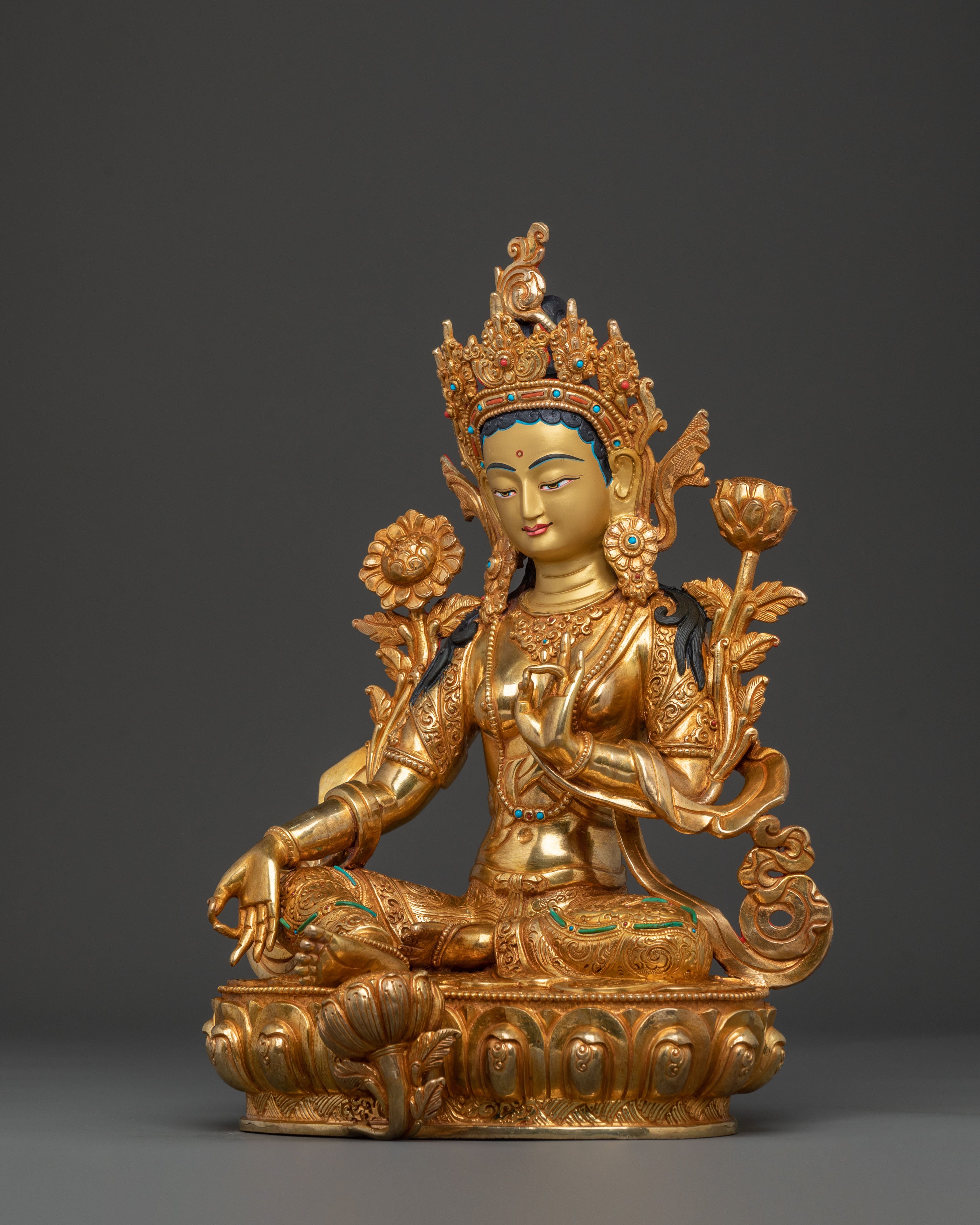 Green Tara Serene Buddhist Deity Statue | Symbol of Compassion
