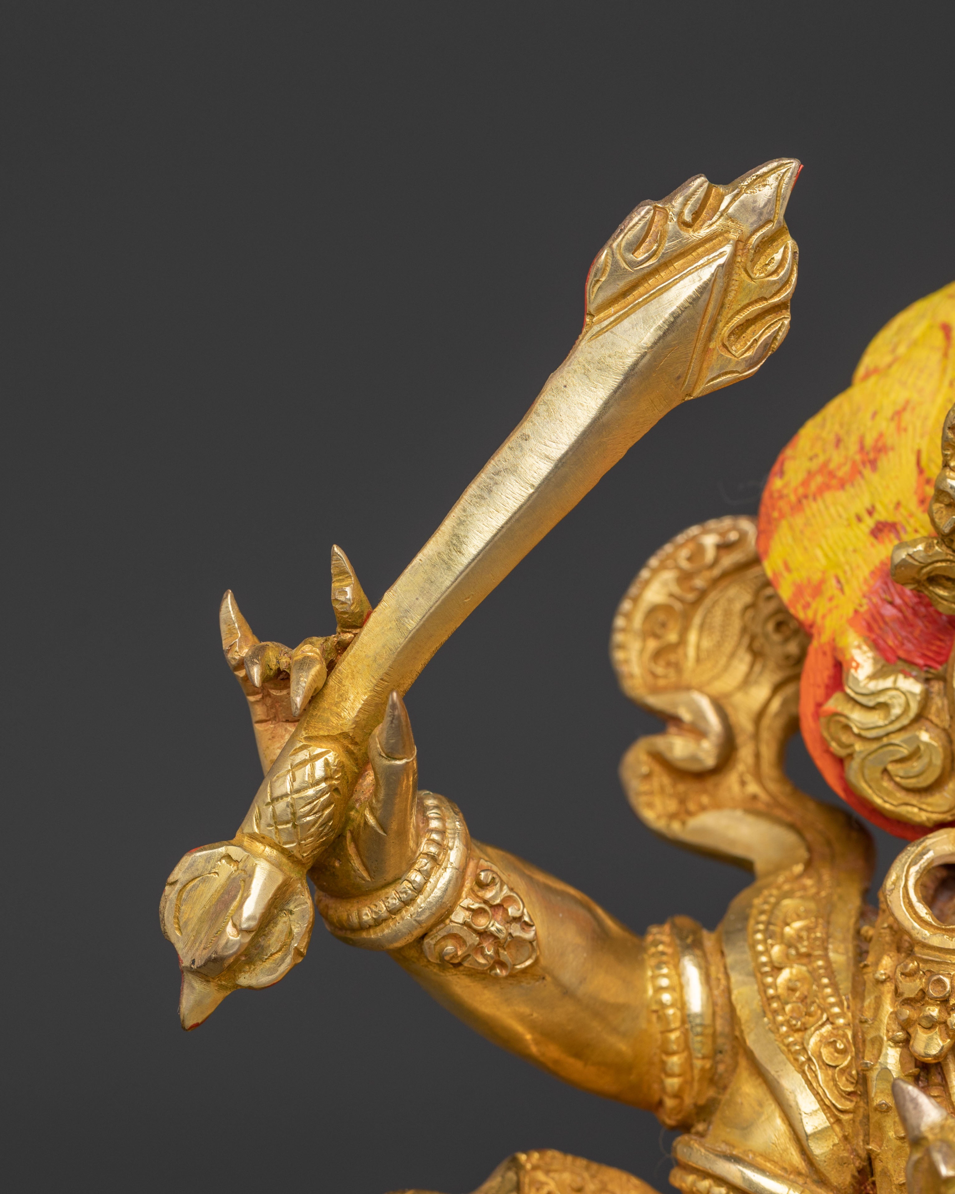 Four Armed Mahakala | Hand-Gilded Copper Statue