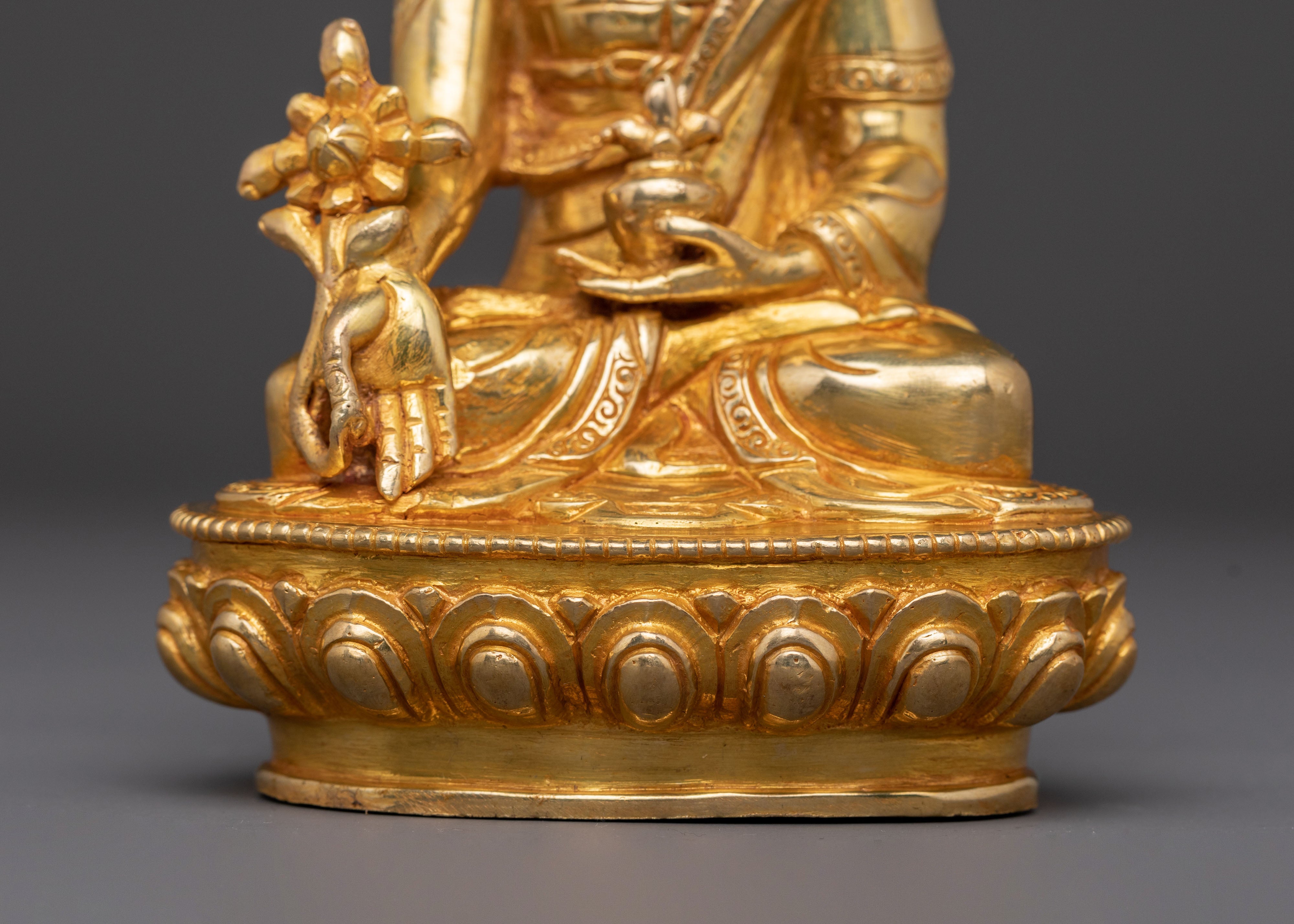 Medicine Buddha Gold Gilded Sacred Statue - Radiant Healing Art