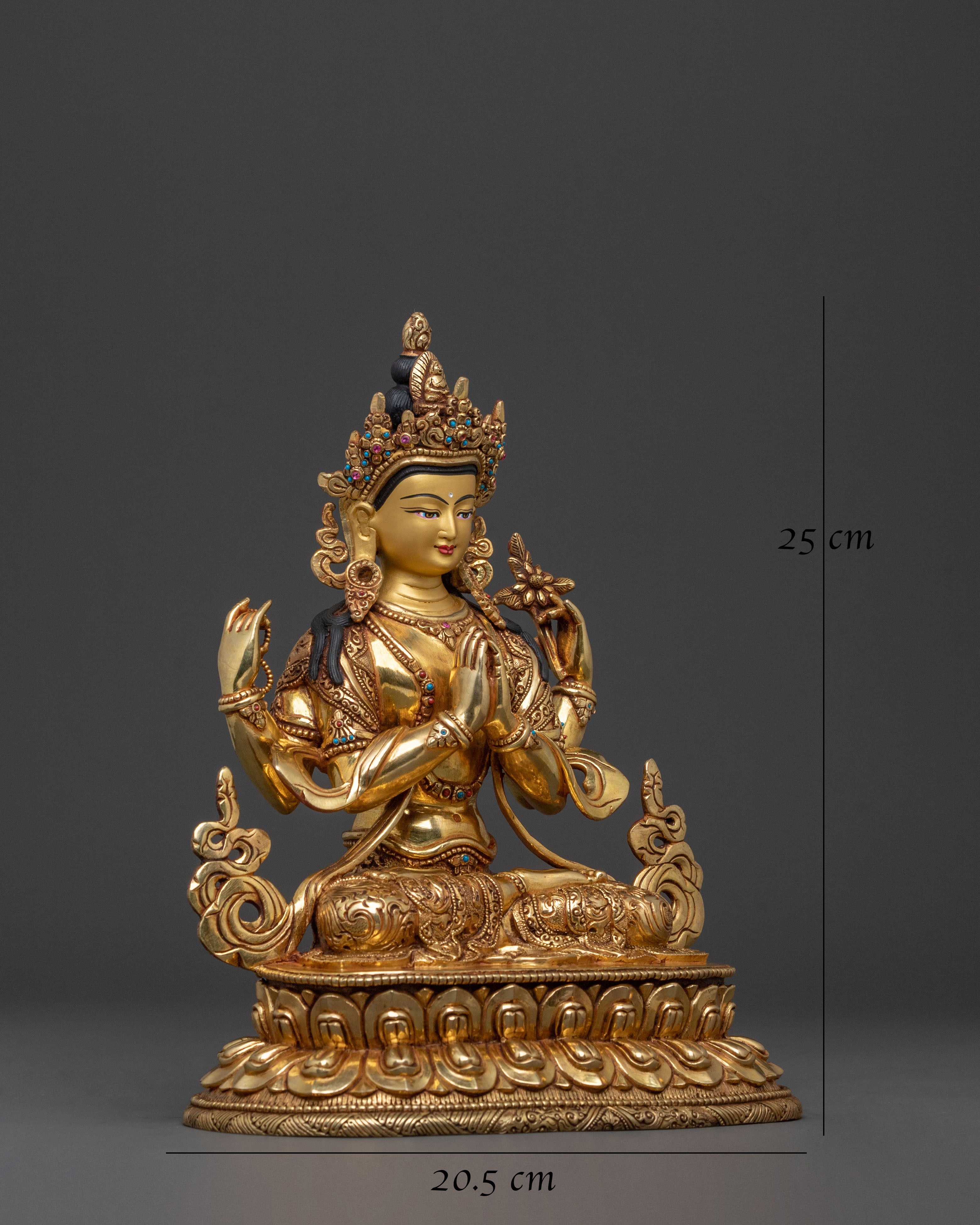 Chenrezig Sacred Statue | 24K Gold Gilded Compassion Deity