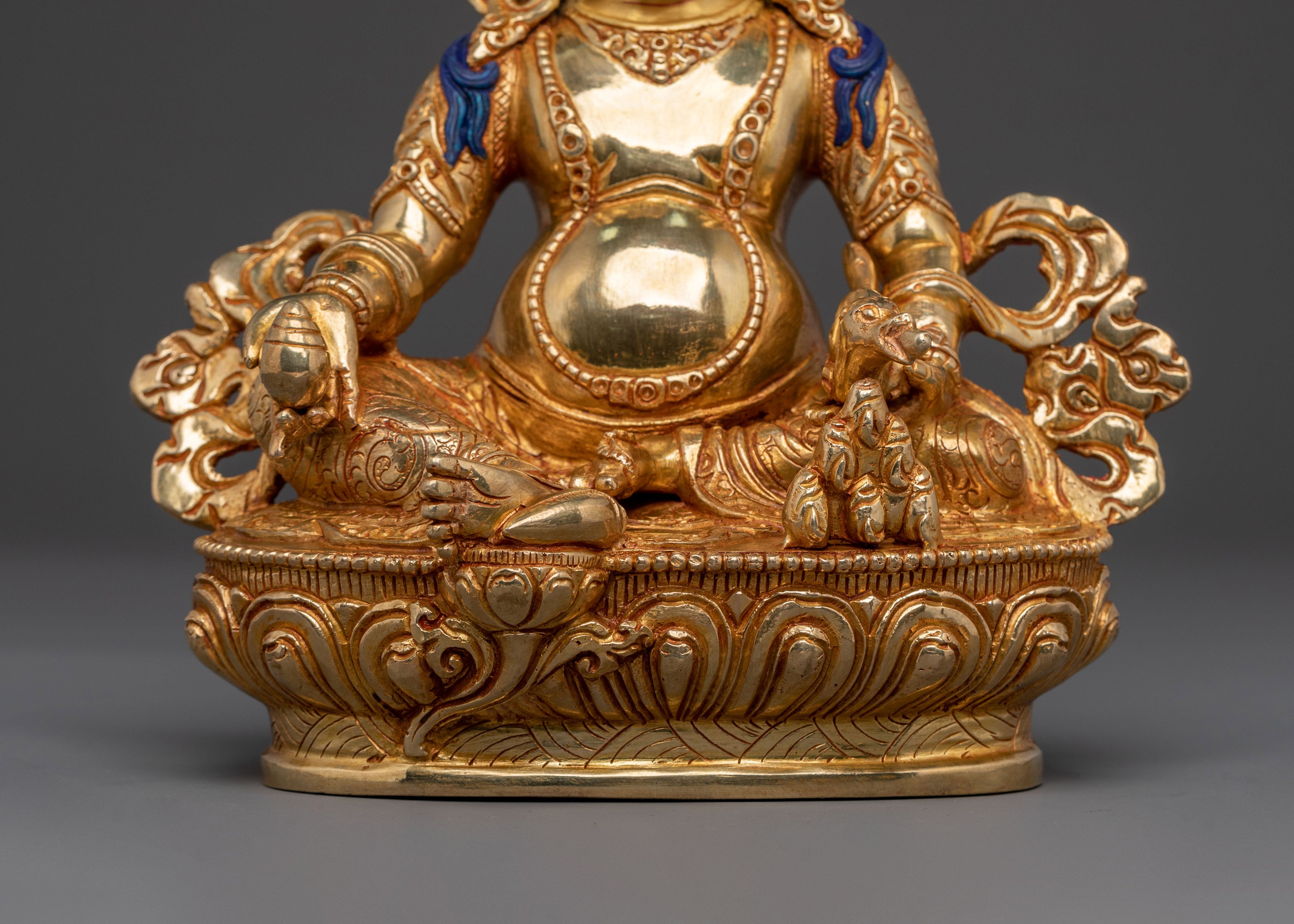 Radiant Wealth Deity Dzambhala Golden Figurine