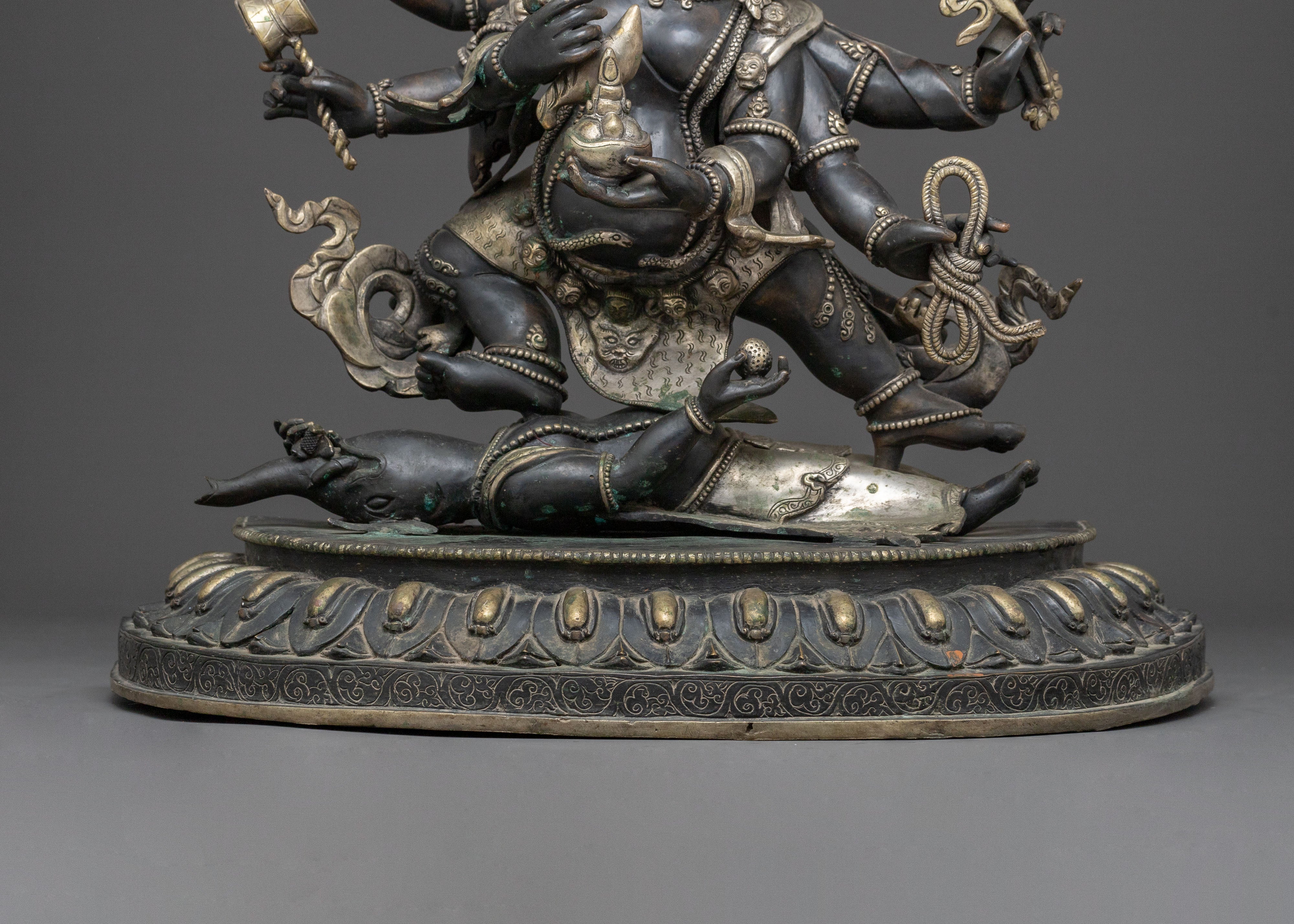 Six-Armed Mahakala Sacred Statue | Antique Finishing
