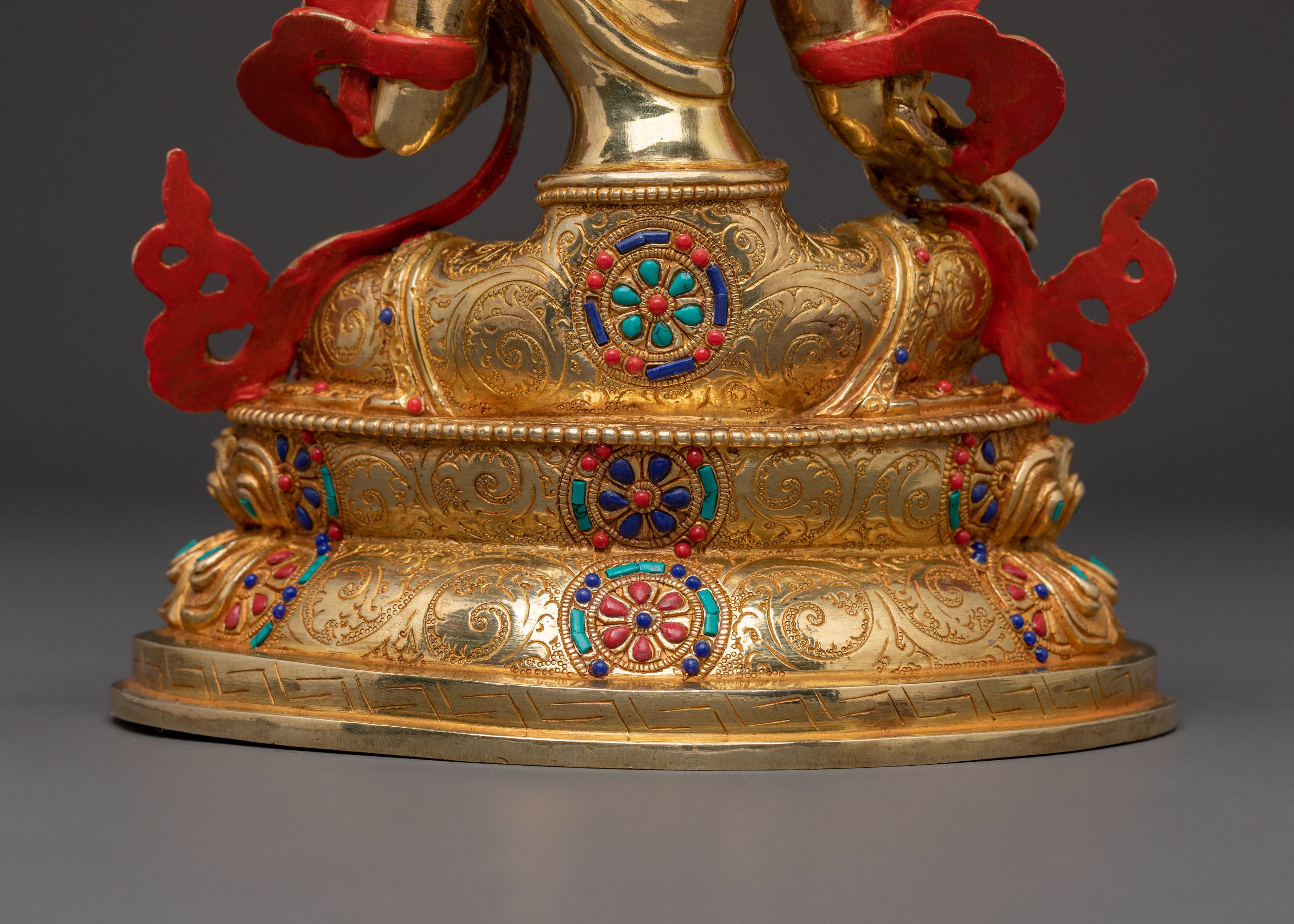 Guardian Green Tara 24K Gold Gilded Sculpture
