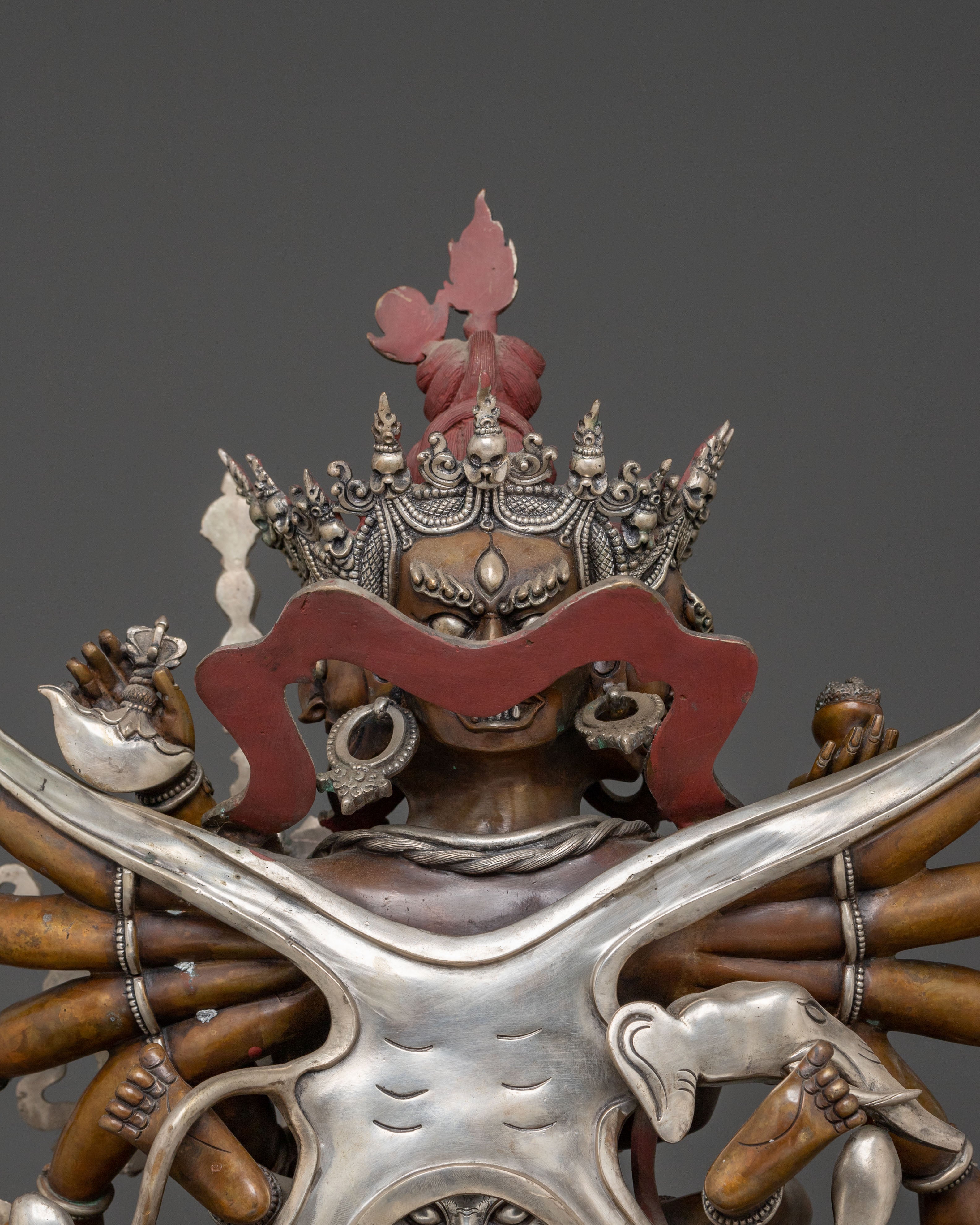 Chakrasamvara Oxidized Copper Statue | Silver-Plated