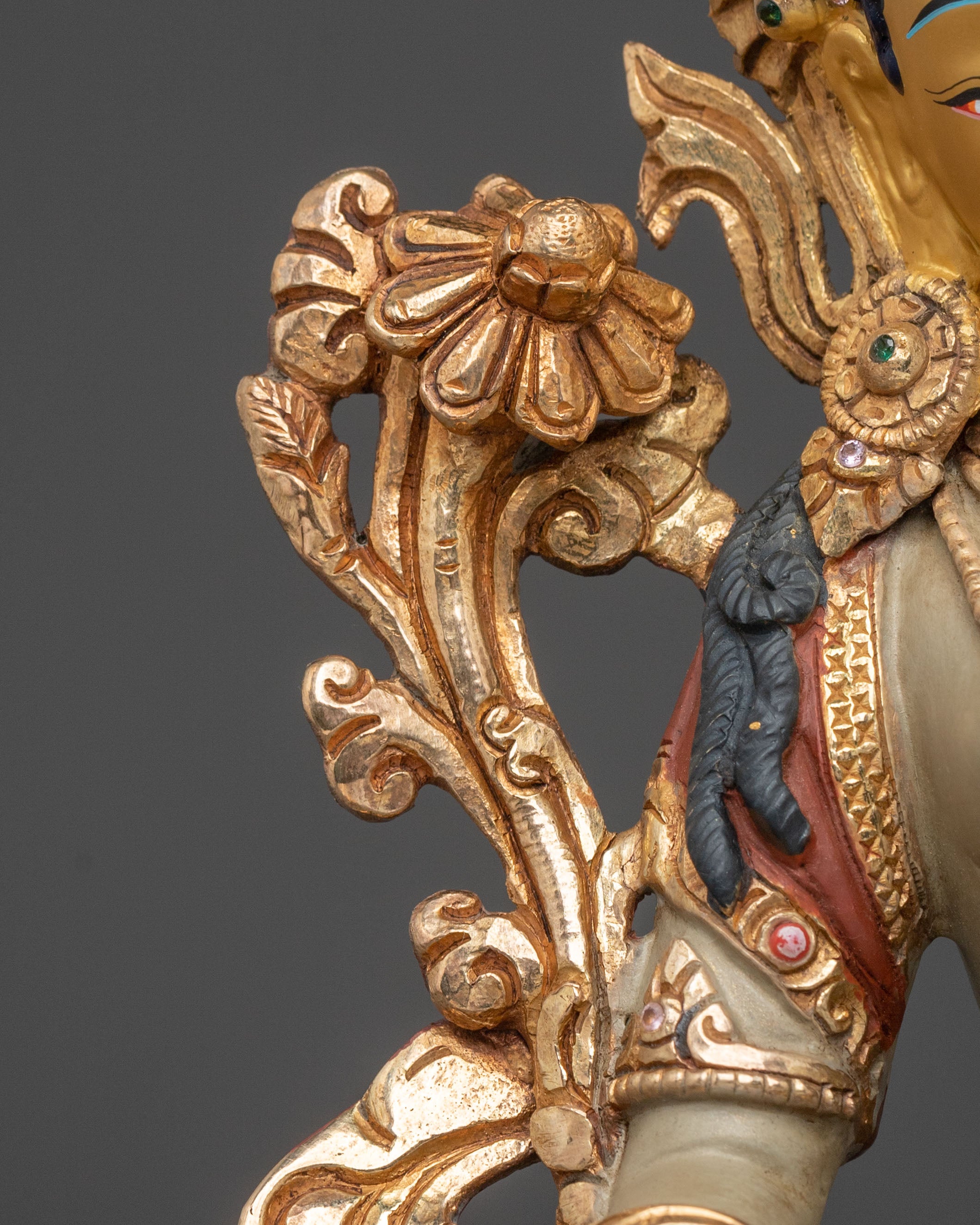 Handcrafted White Tara Statue | 24K Gold Gilded