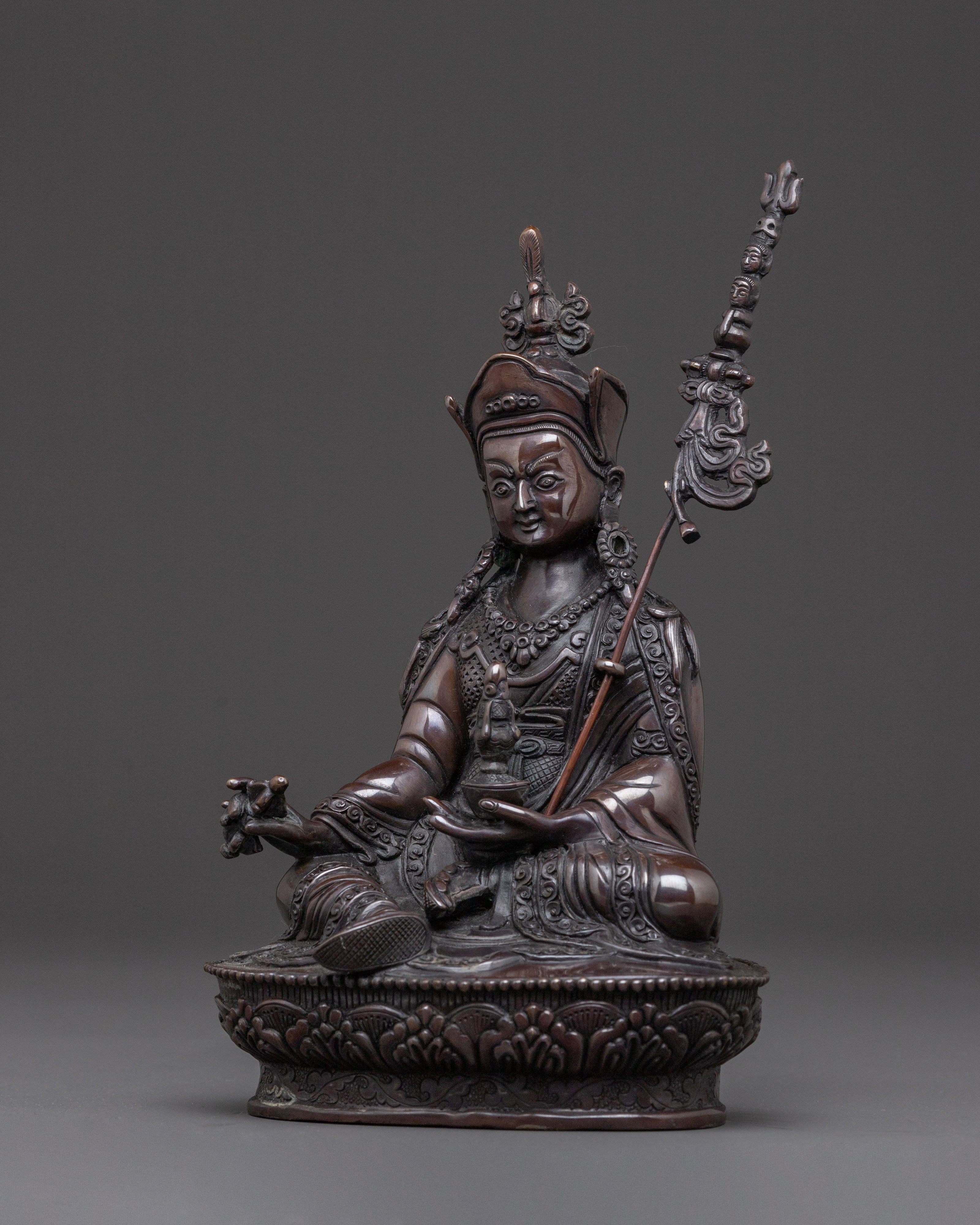 Guru Rinpoche Blessing Sculpture – Oxidized Copper Art