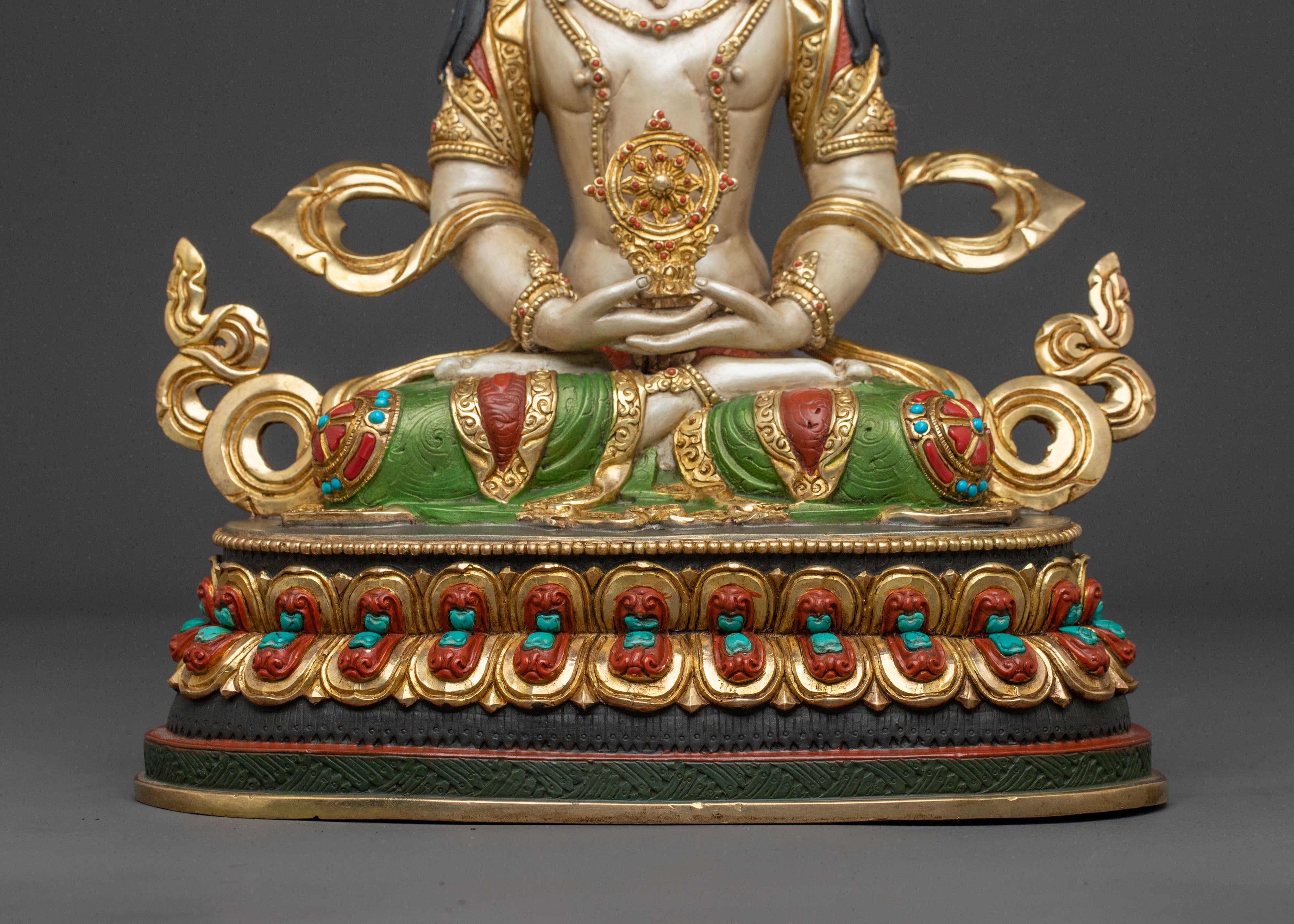 Handcrafted Vairocana Statue – 24K Gilded Copper