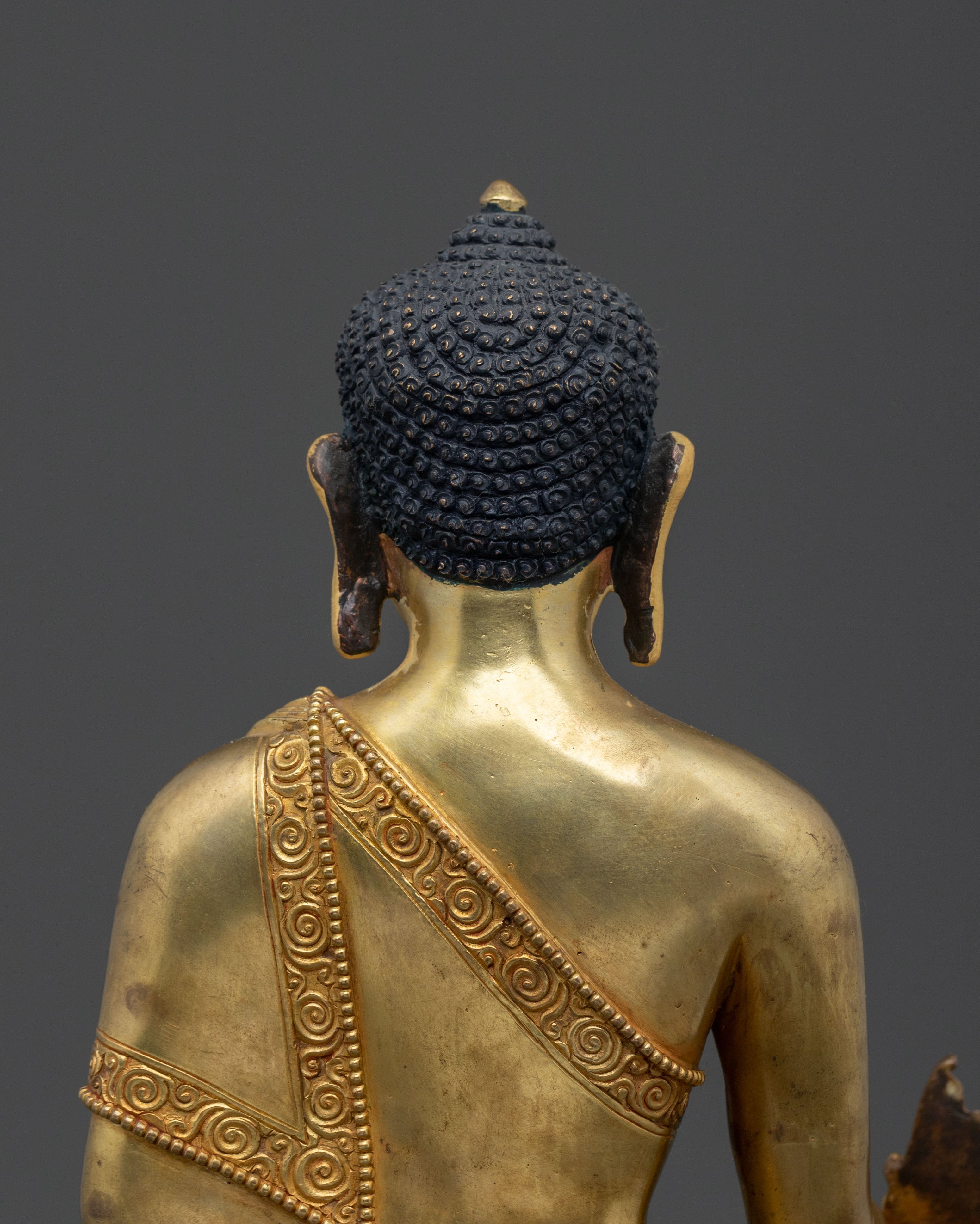 Bhaishajyaguru Fire Gold Gilded Statue | Himalayan Craftsmanship