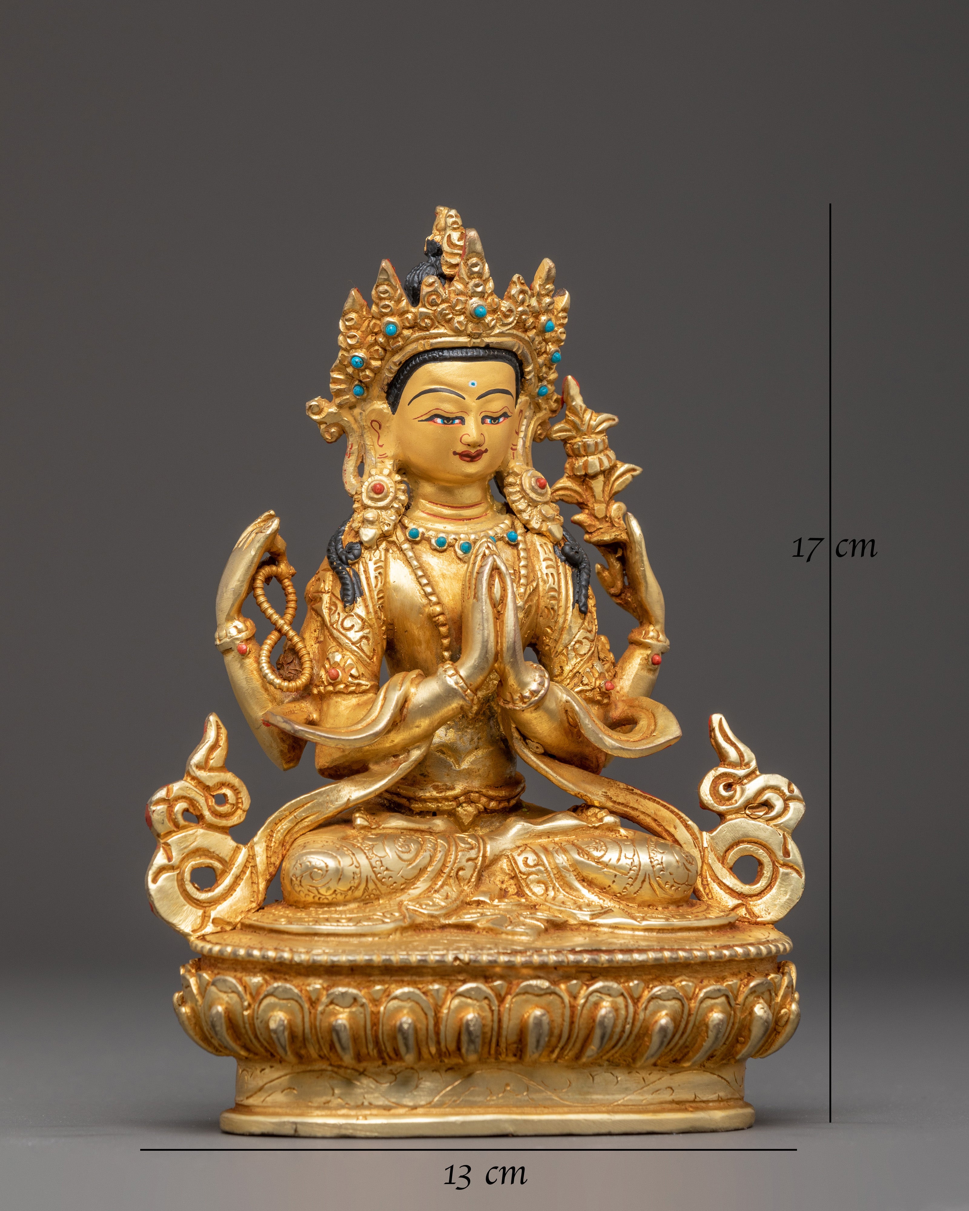 Figurine of Bodhisattva Chenrezig | Four Armed Avalokiteshvara Statue
