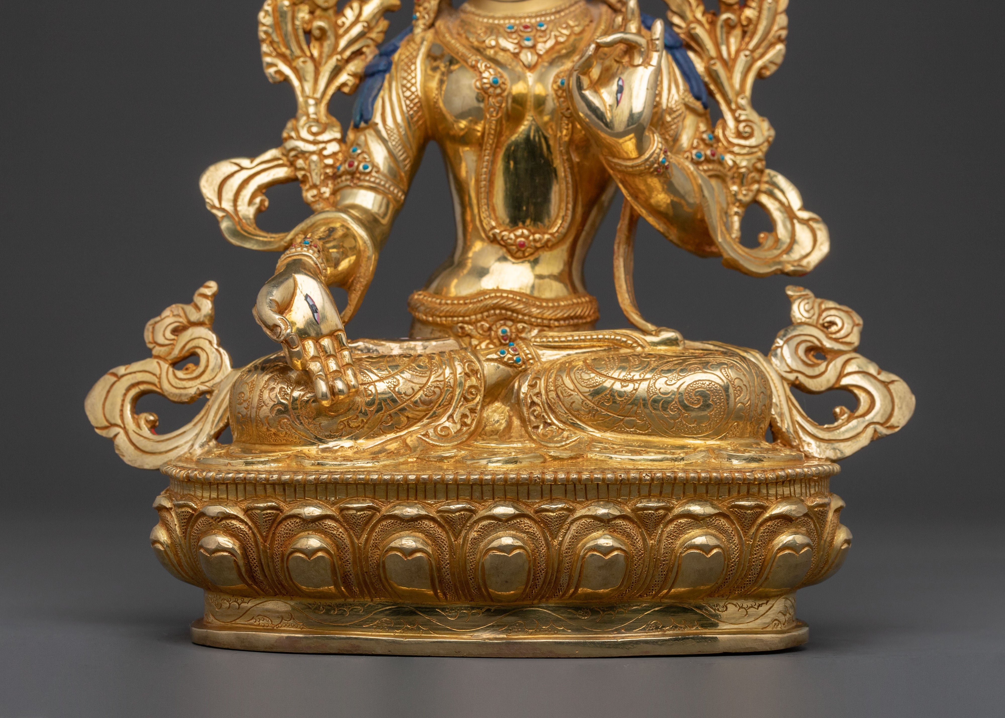 Sacred 24k Gold Gilded Copper White Tara Statue