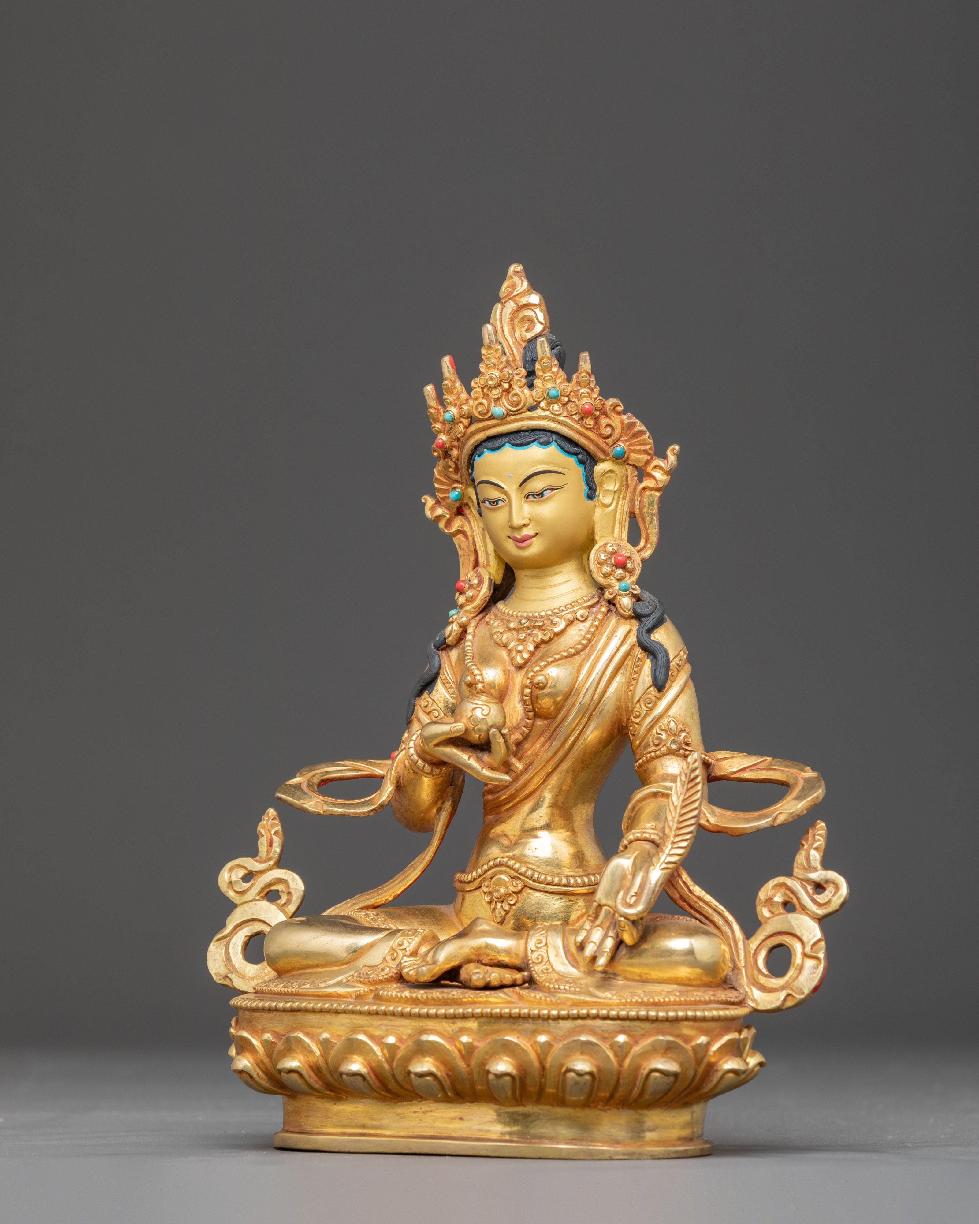 Handcrafted Ksitigarbha Golden Statue | Compassionate Bodhisattva