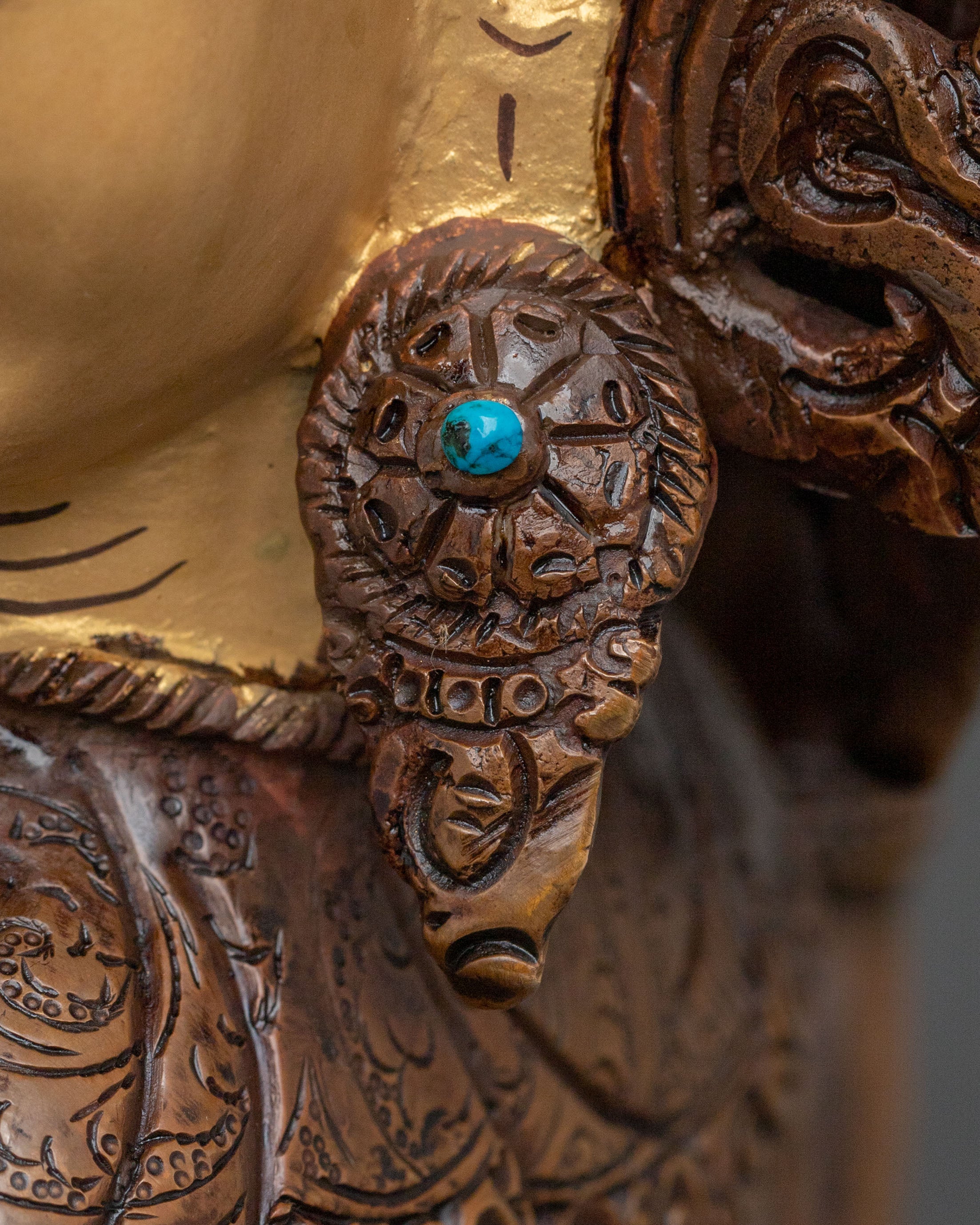 Four-Armed Chenrezig Golden Sculpture | Home Decor