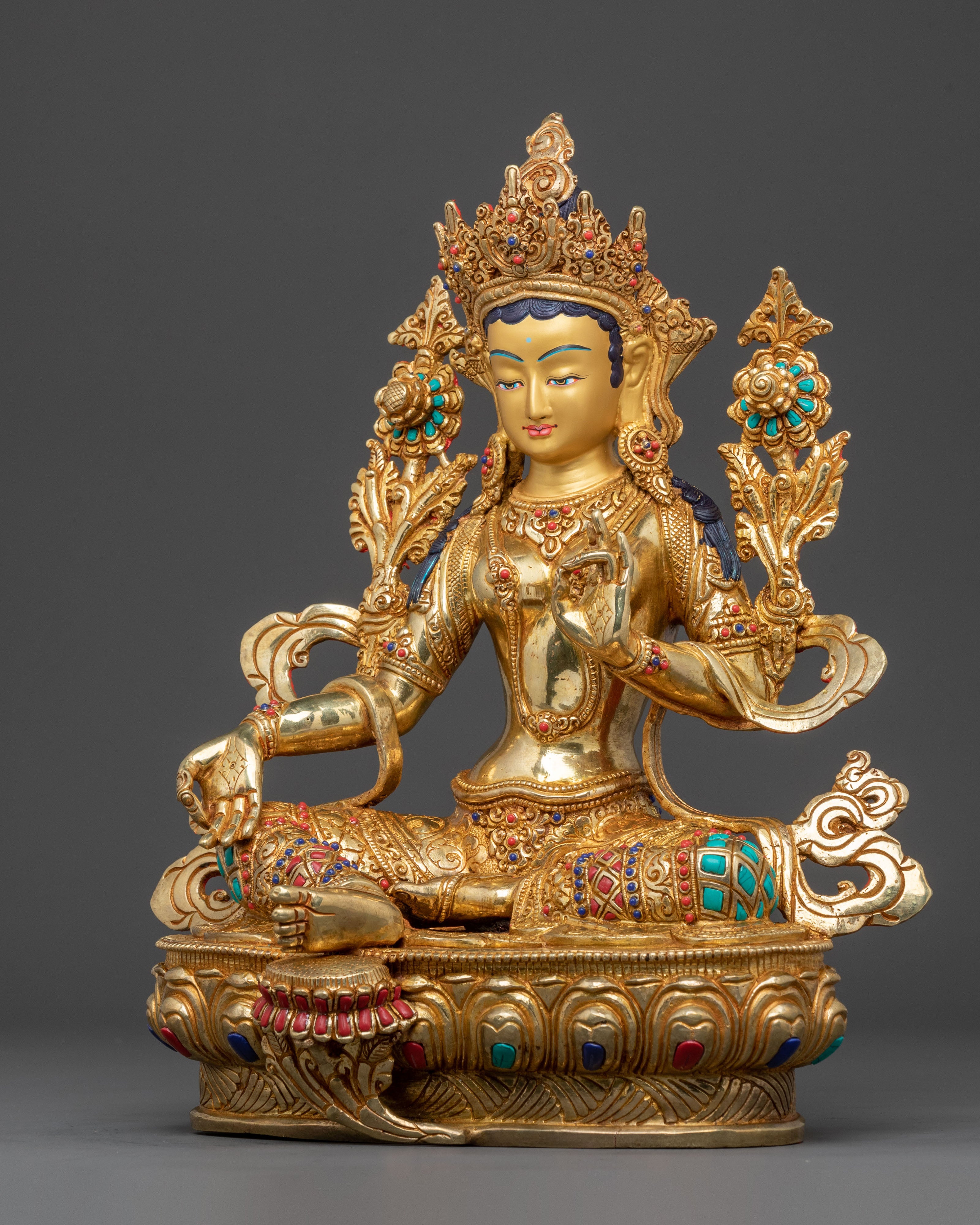 Handcrafted Green Tara Statue | Home Decor