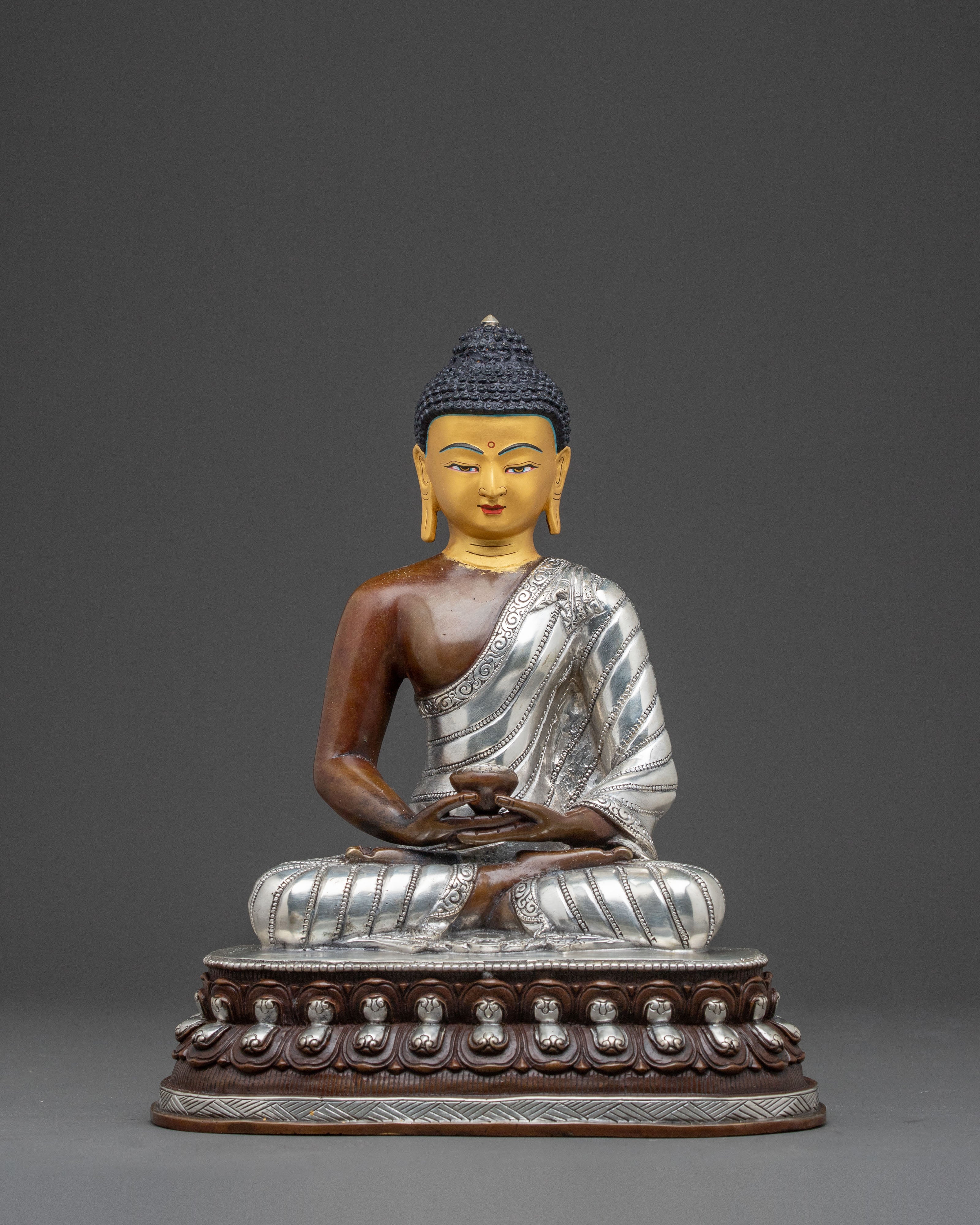 A Sacred Copper Statue Set of the Three Buddhas with 24K Gold Gilding