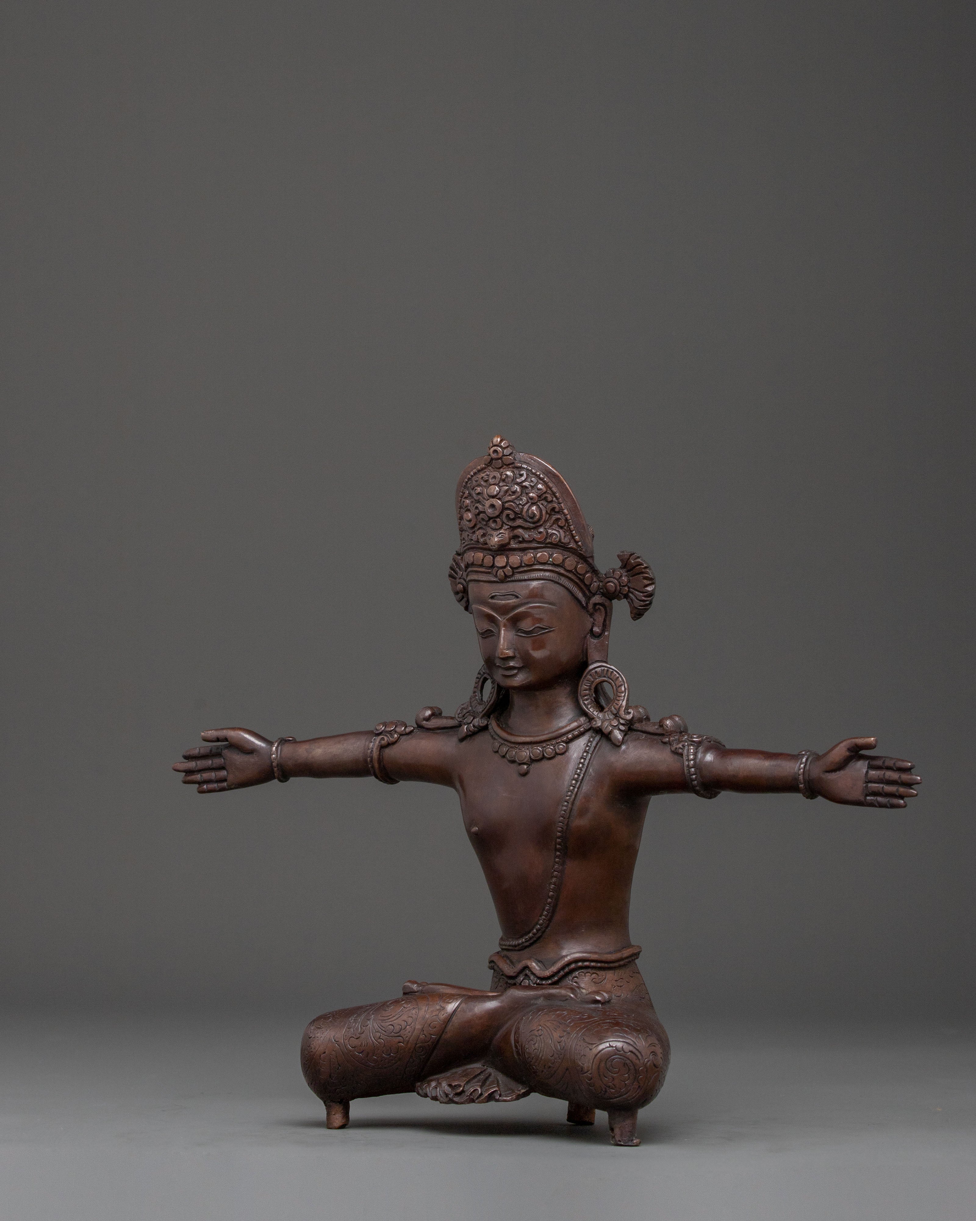Indra Oxidized Copper Statue | Hindu Protector Deity