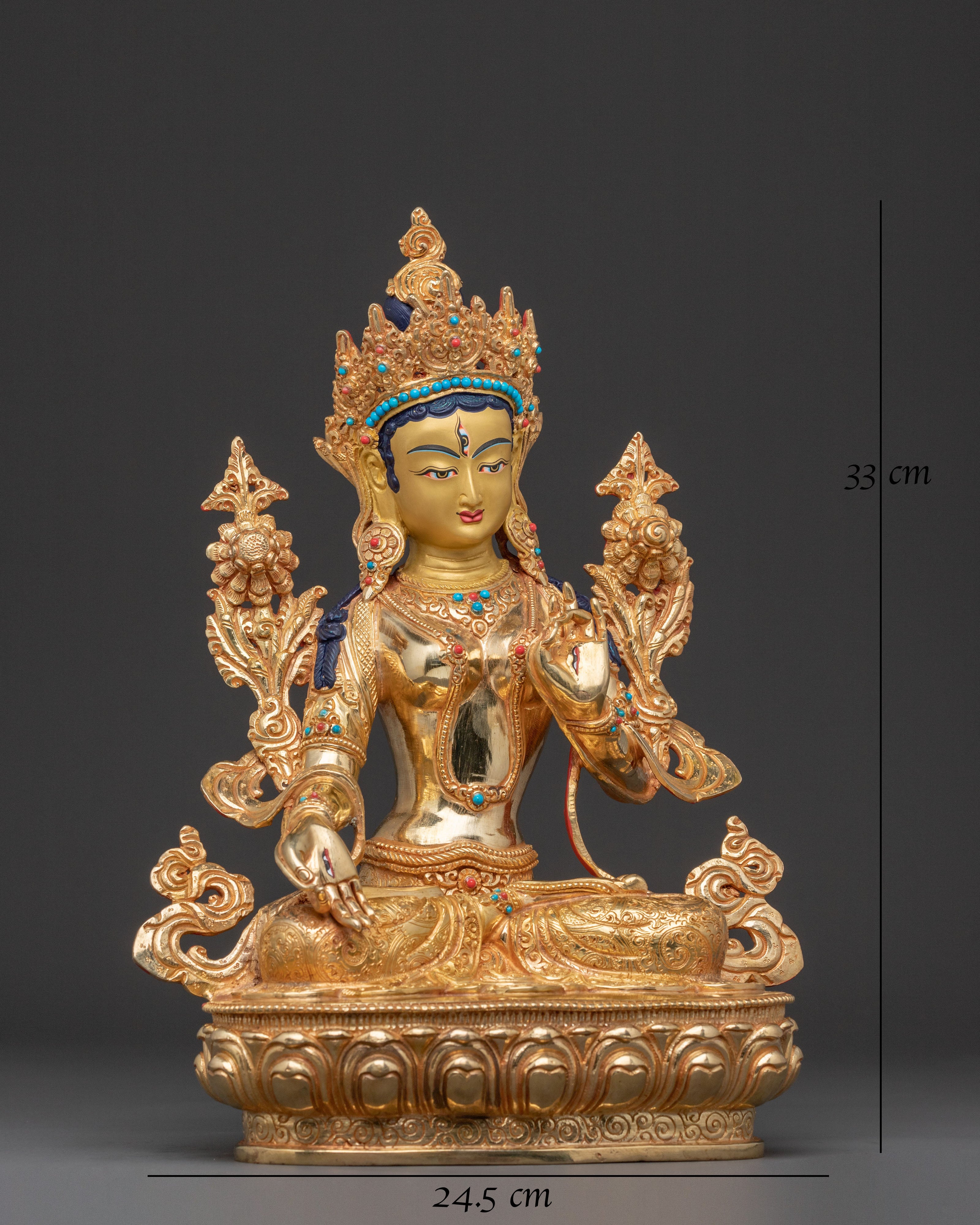 White Tara Healing Deity Sculpture: Handcrafted Serenity