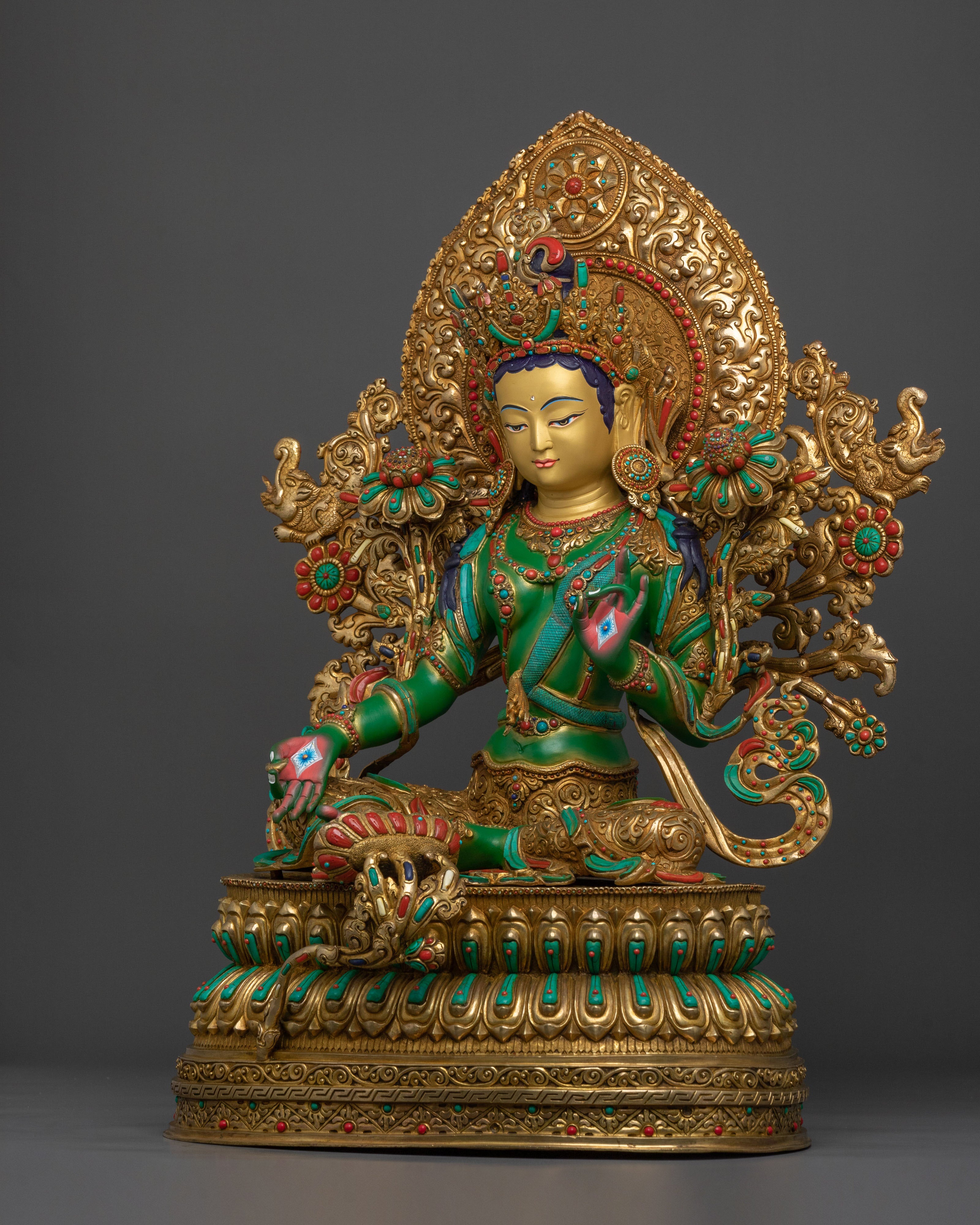 Himalayan Shyama Tara Sacred Statue Gilded in 24K Gold