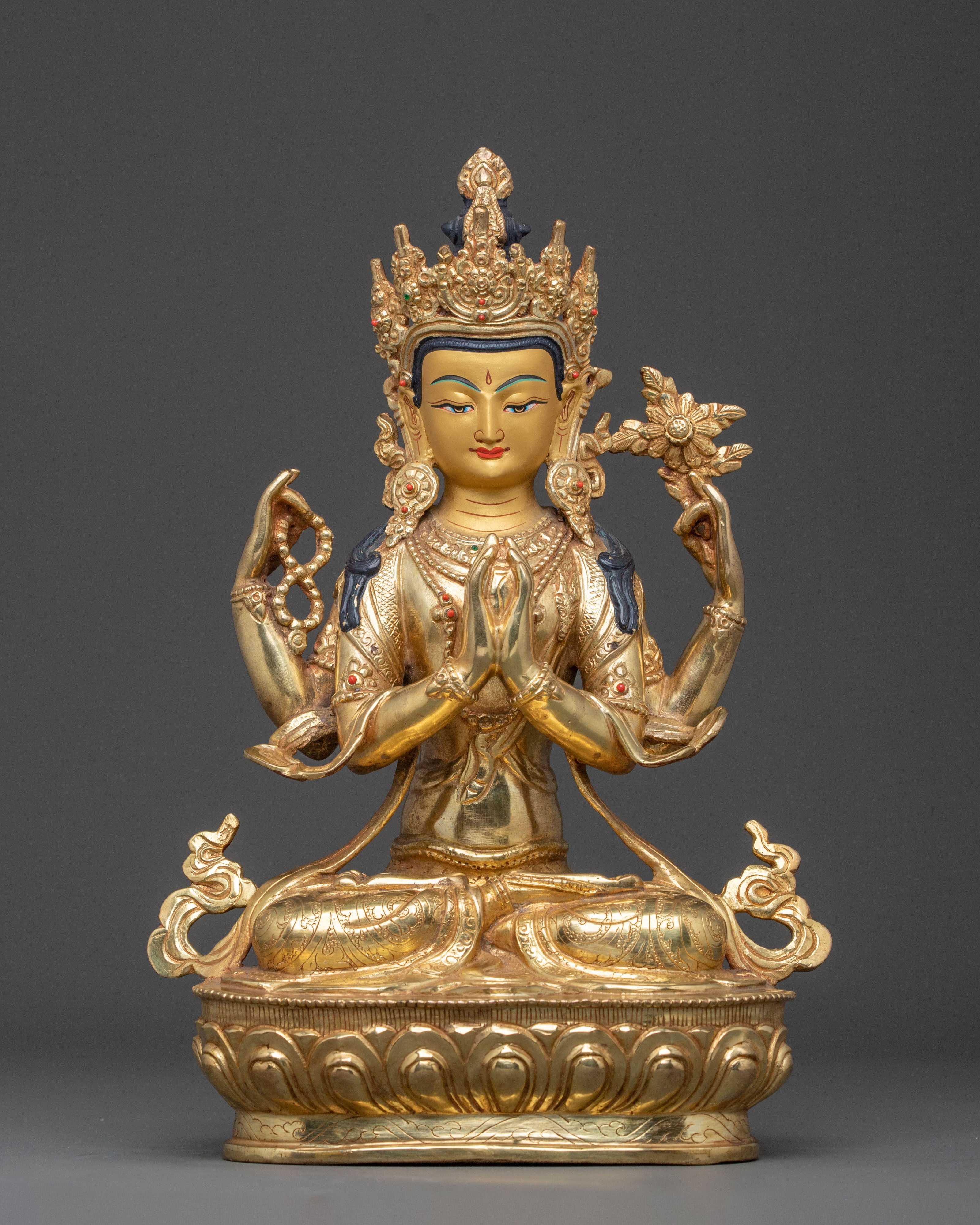 Chenrezig 24k Gold Gilded Spiritual Statue