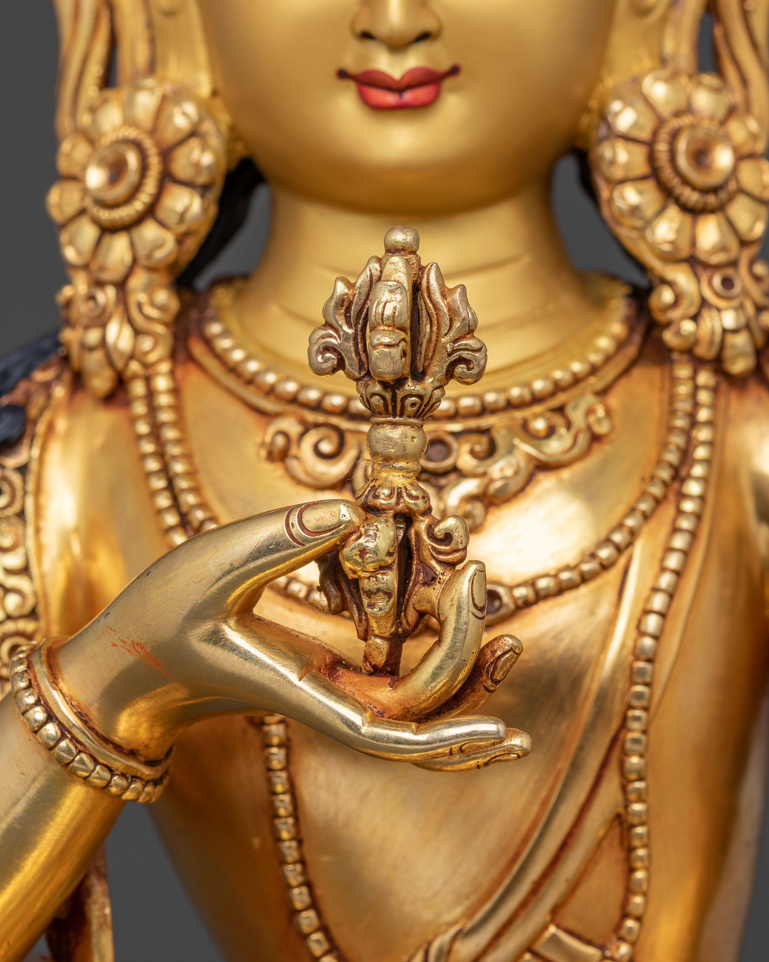 Handcrafted Vajrasattva Purification Deity Statue with 24K Gold Gilding