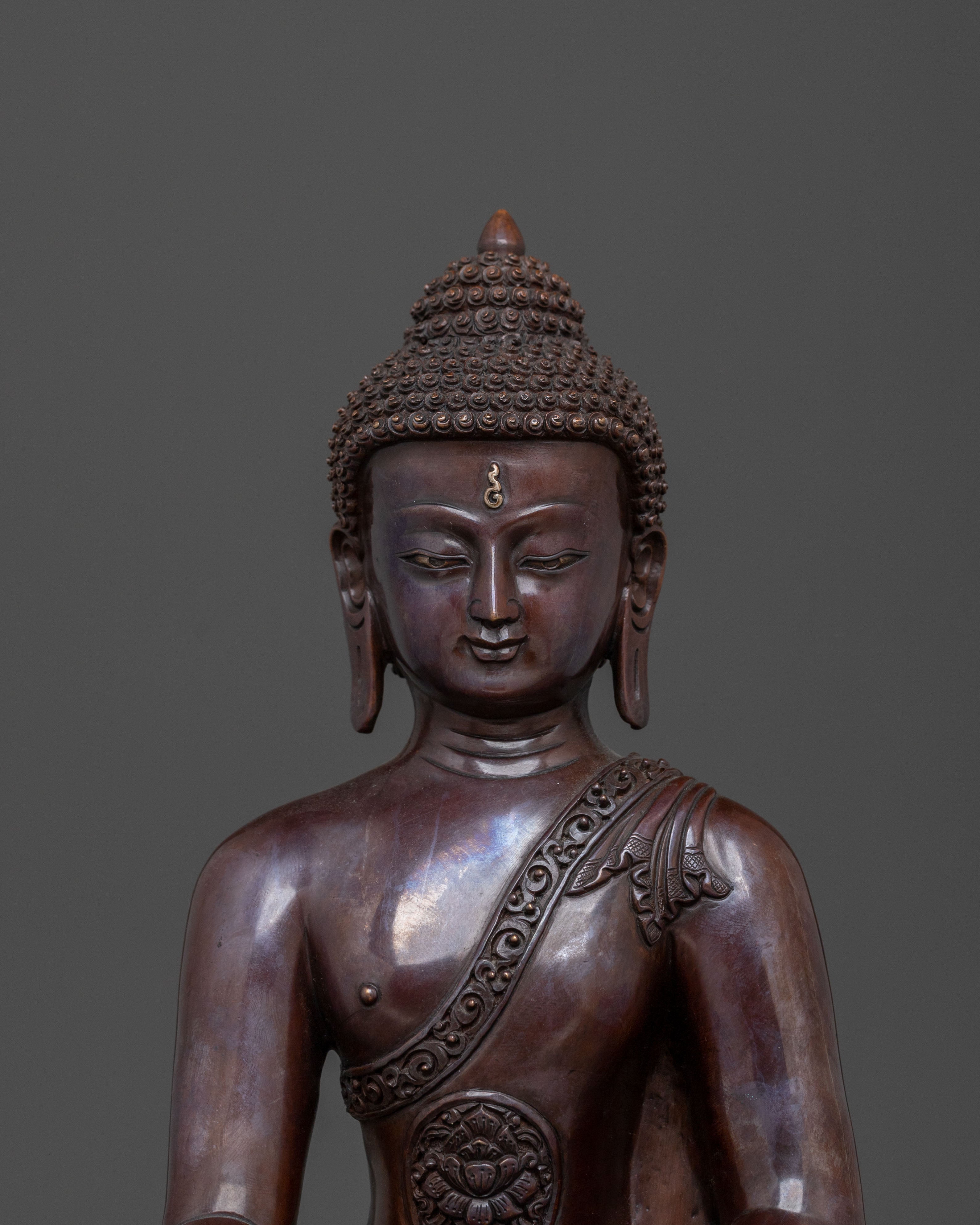 Shakyamuni Buddha Statue Seated on Lotus | Altar Decor