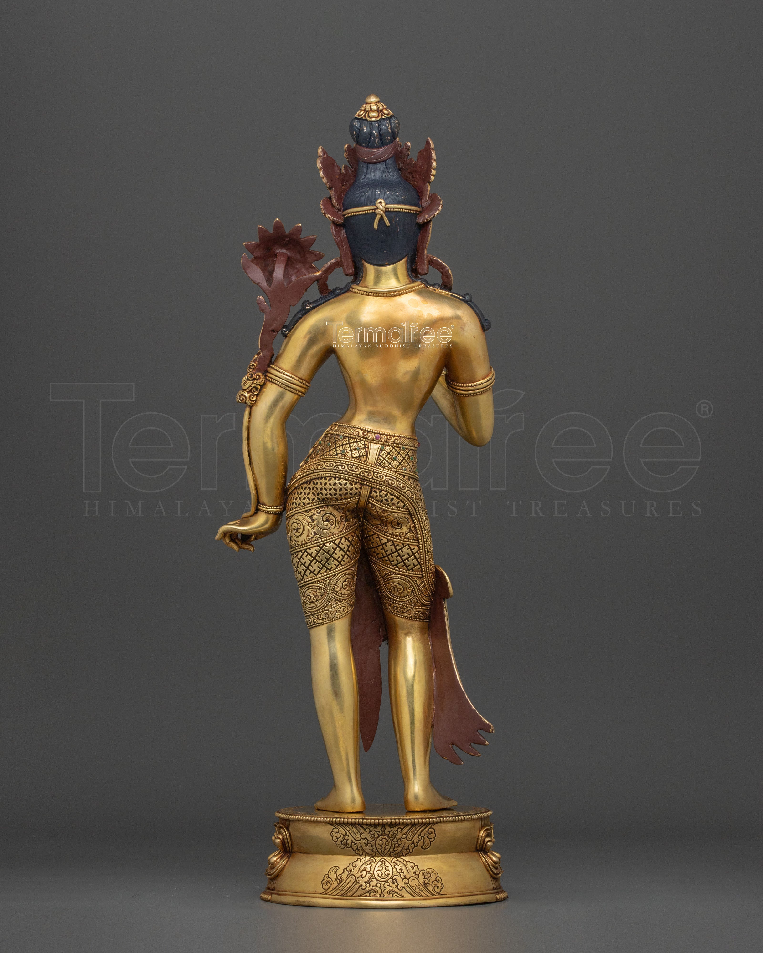 Standing Green Tara with 24K Gold Gilding