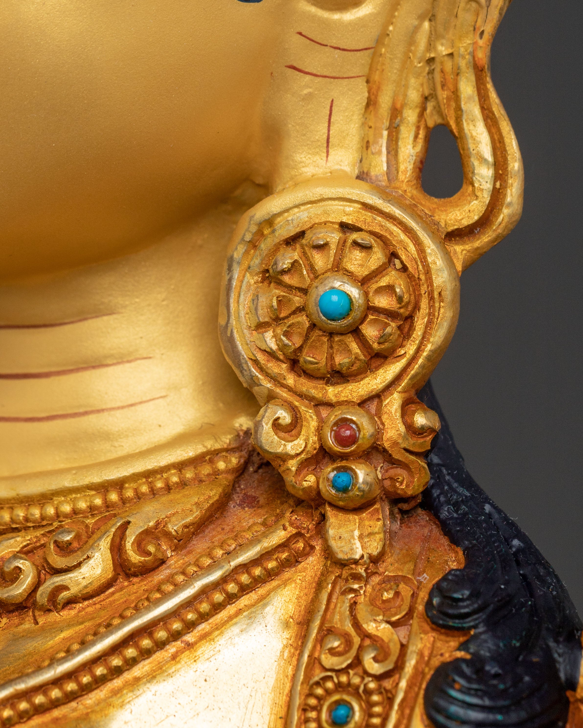 Green Tara Statue: 24K Gold Gilded Buddhist Protector