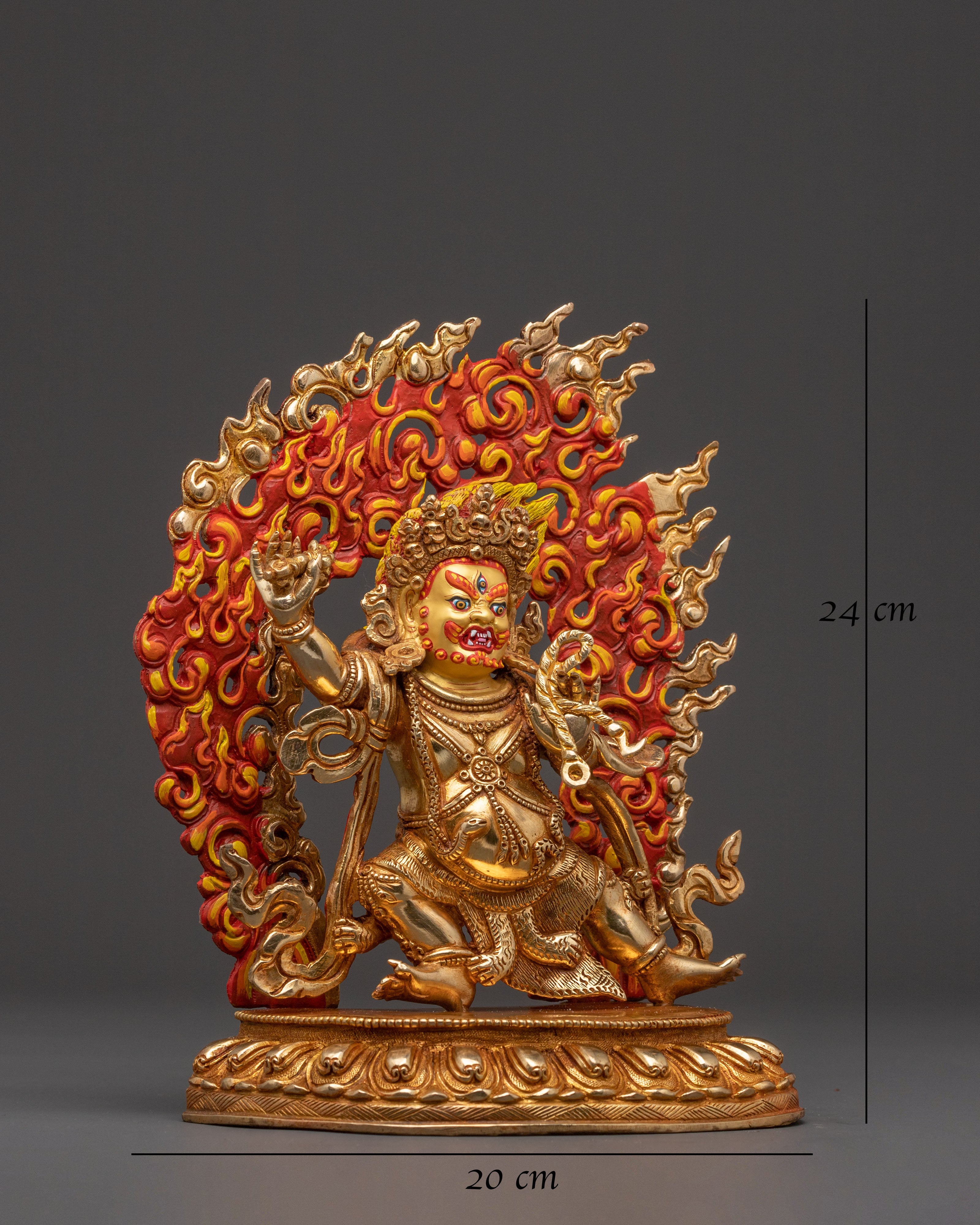 Golden Statue of Vajrapani Bodhisattva - Hand-Gilded Copper Art