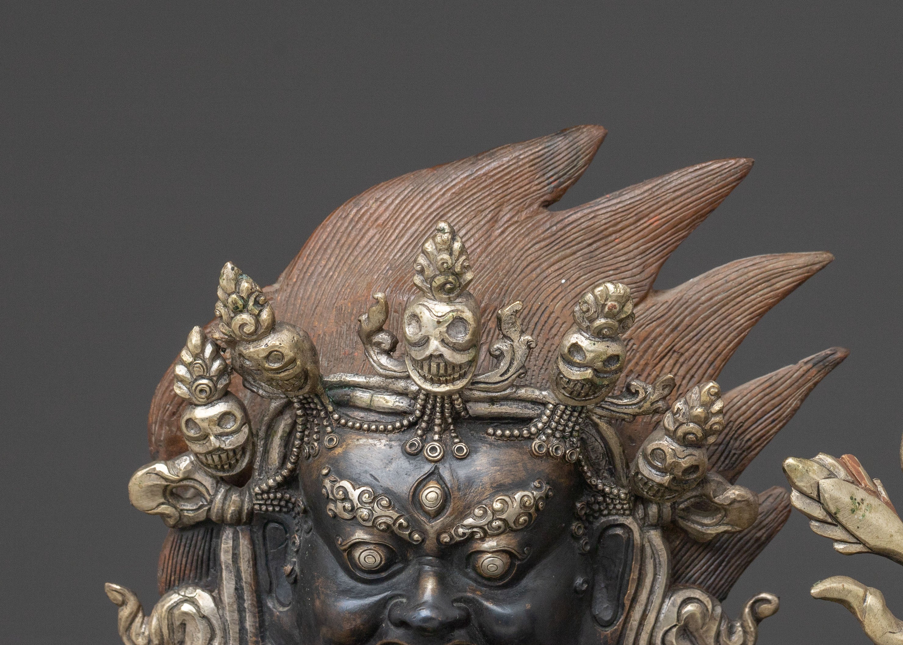 Six-Armed Mahakala Sacred Statue | Antique Finishing