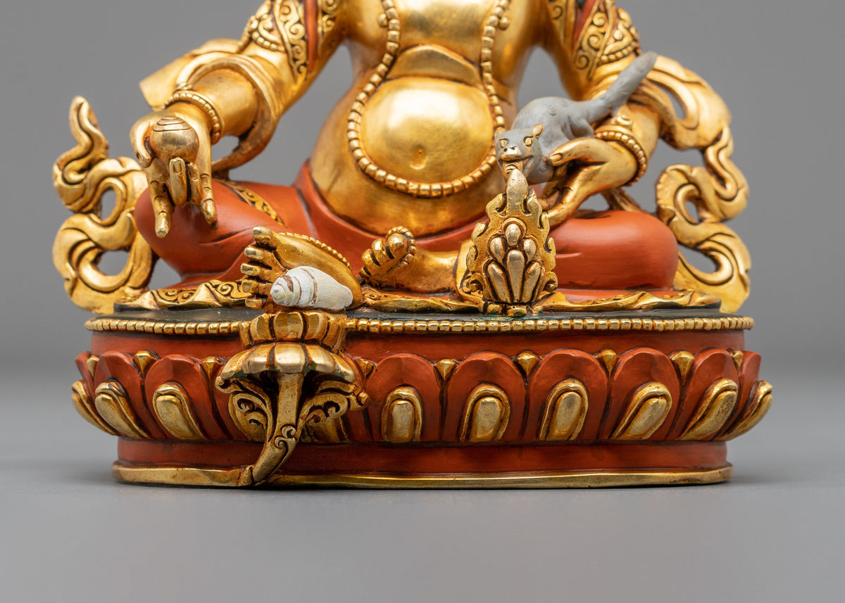 Dzambhala 24K Gold Plated Sculpture | Tibetan Figurine