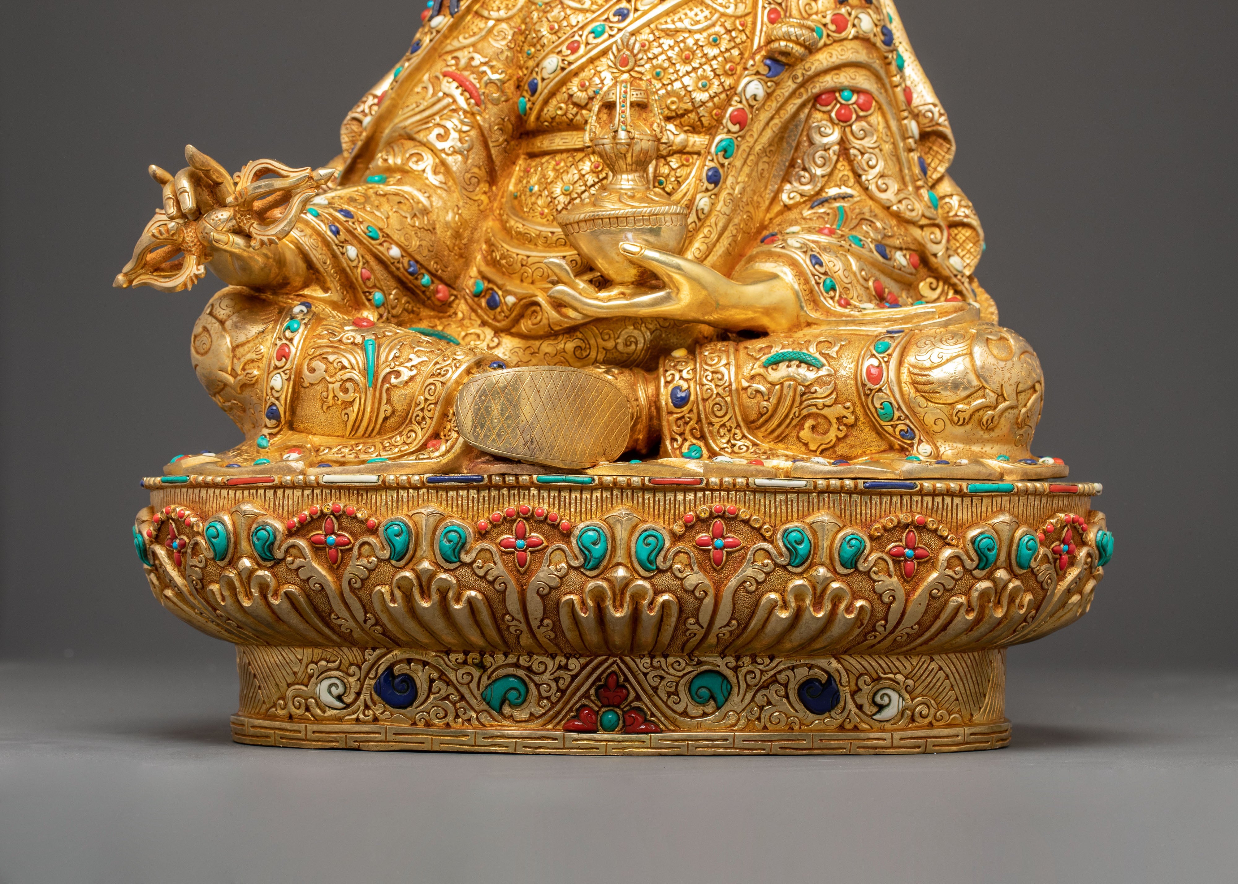 Golden Guru Rinpoche Statue | Padmasambhava Handcrafted Statue