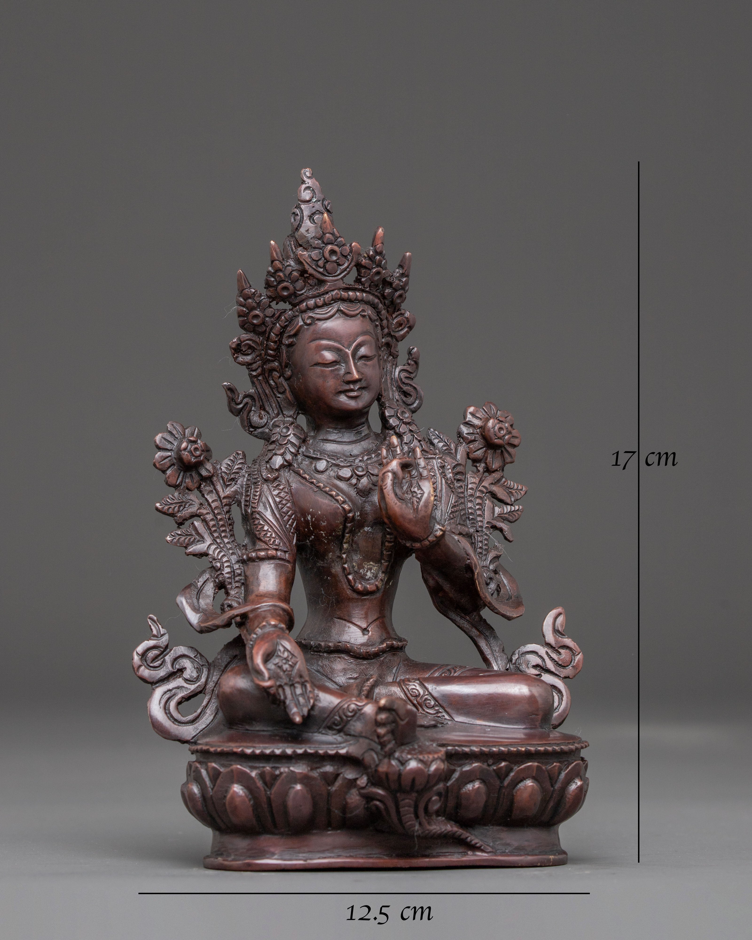 Handcrafted Green Tara Oxidized Statue | Traditional Himalayan Art
