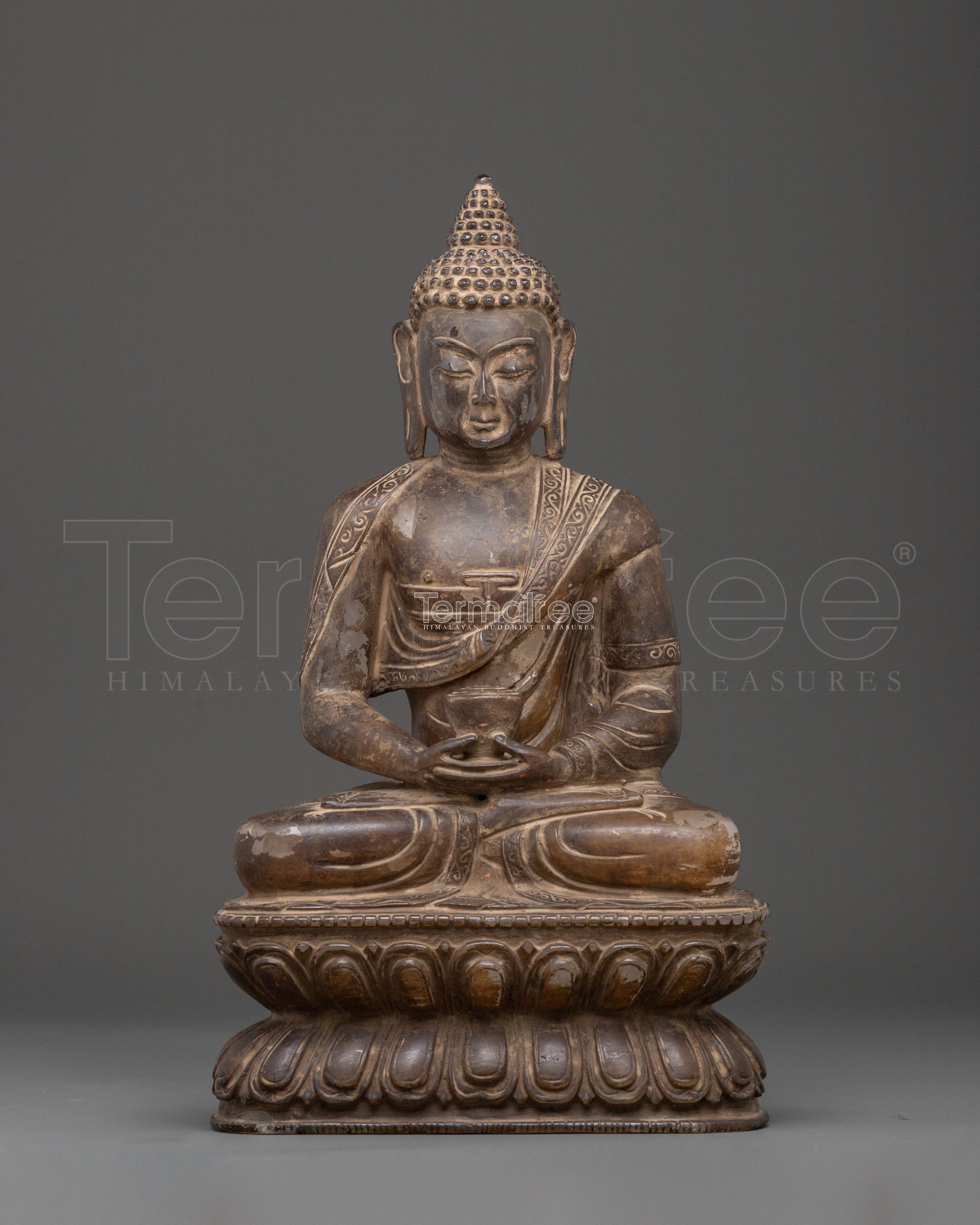 Amitabha Buddha Crystal Statue with Antique Finish