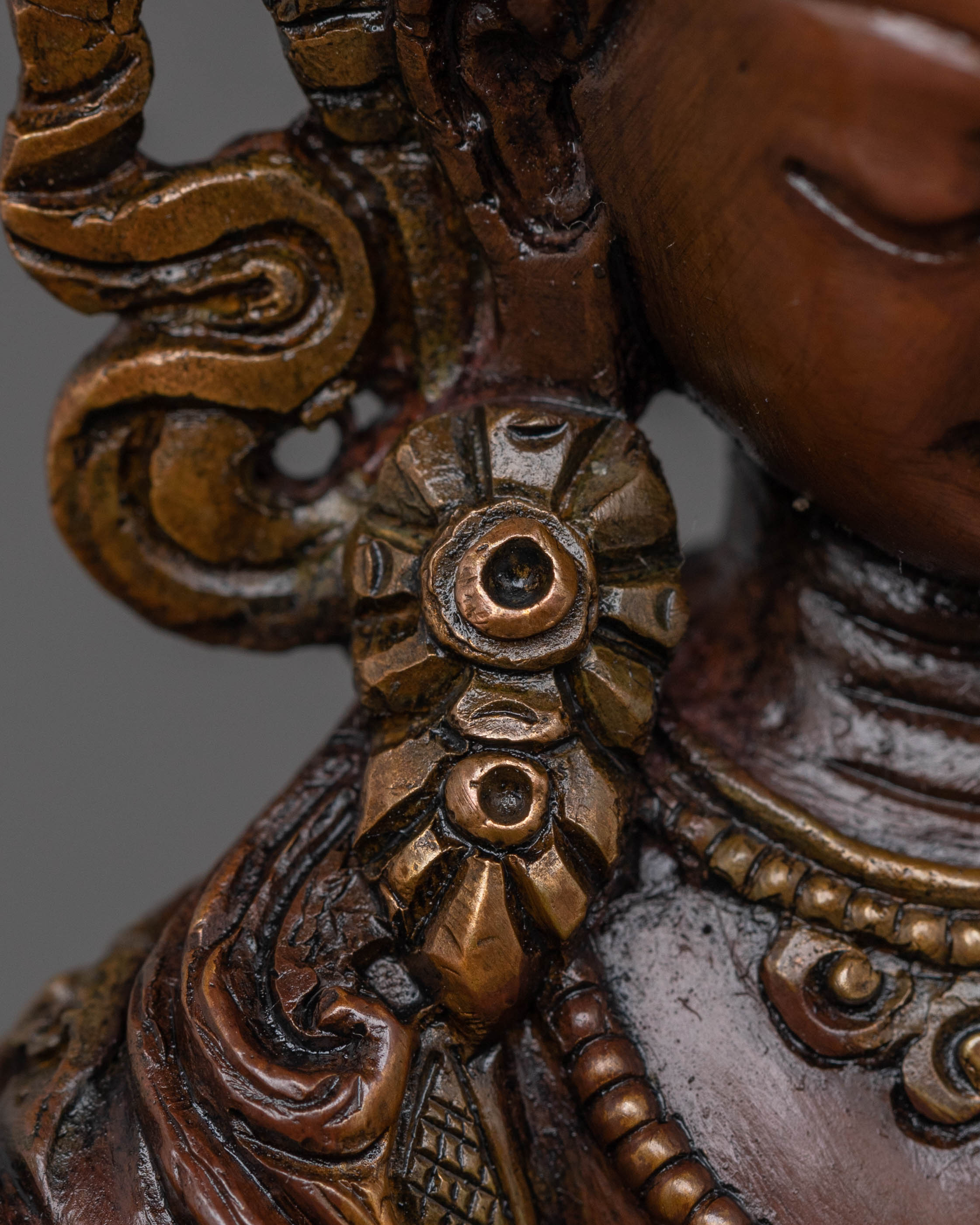 Manjushri Bodhisattva Sacred Statue - Oxidized Copper Finish