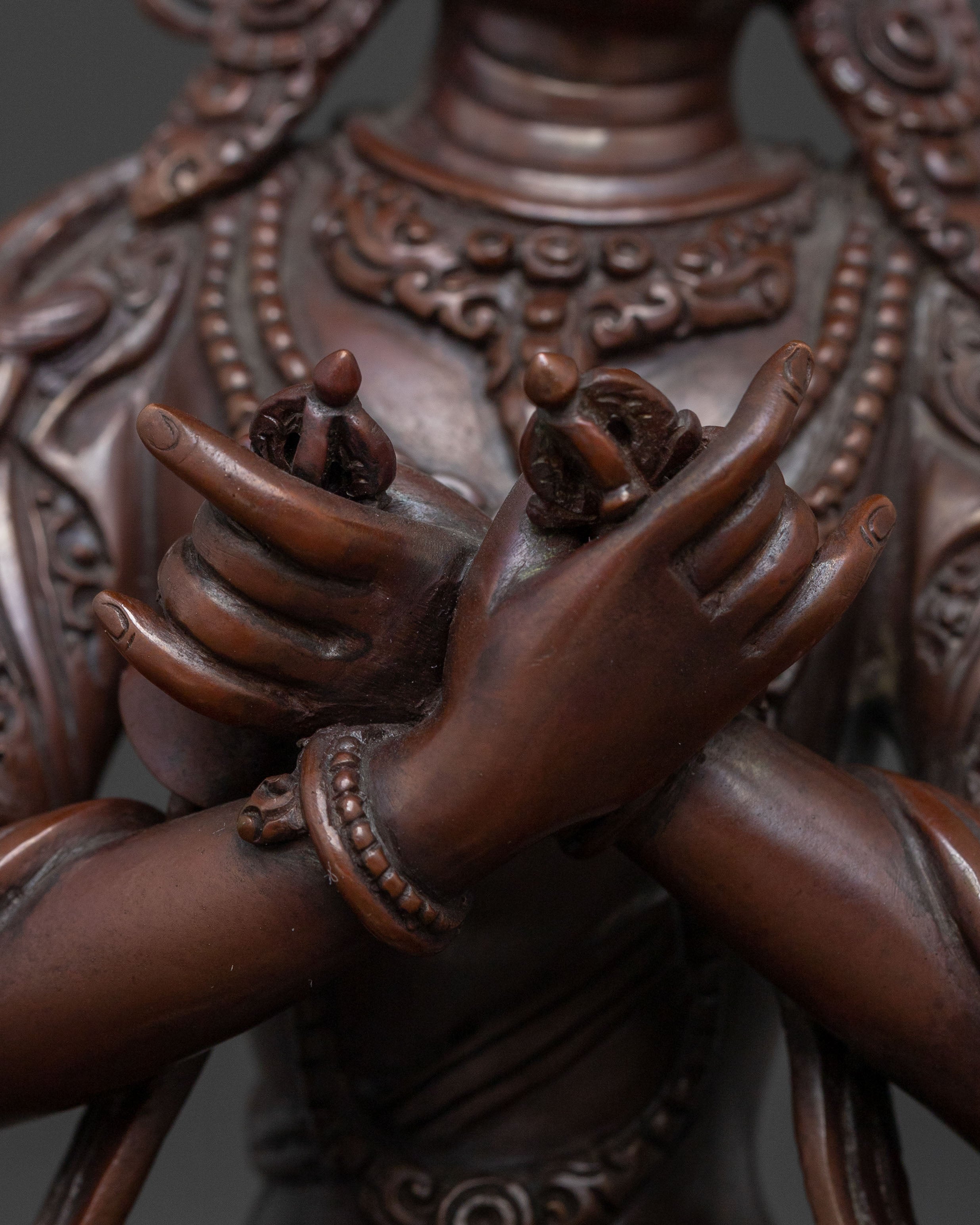 Vajradhara Tibetan Statue: Oxidized Copper Figure