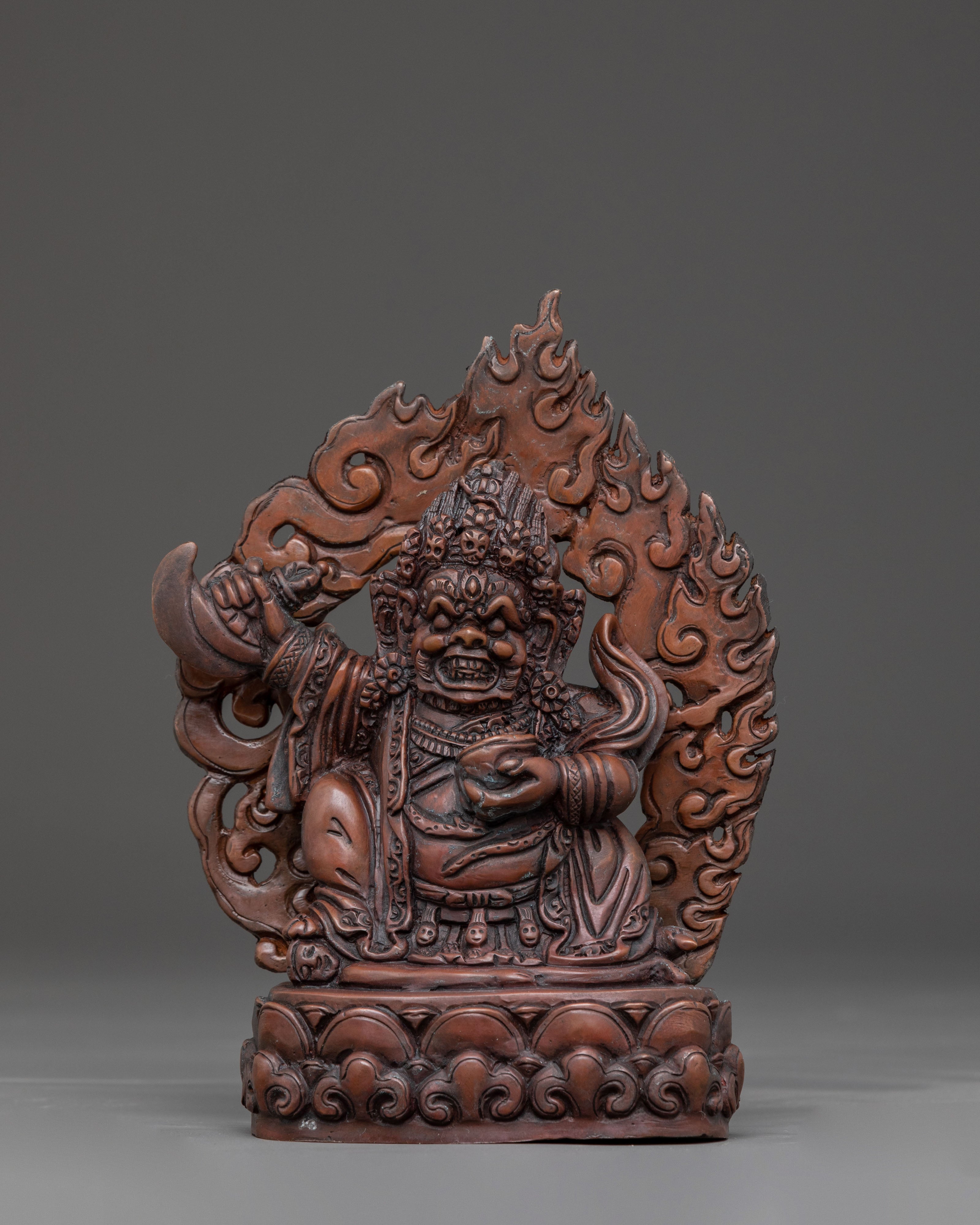 Mahakala Bernakchen Fierce Protector Statue | Oxidized Copper Masterpiece