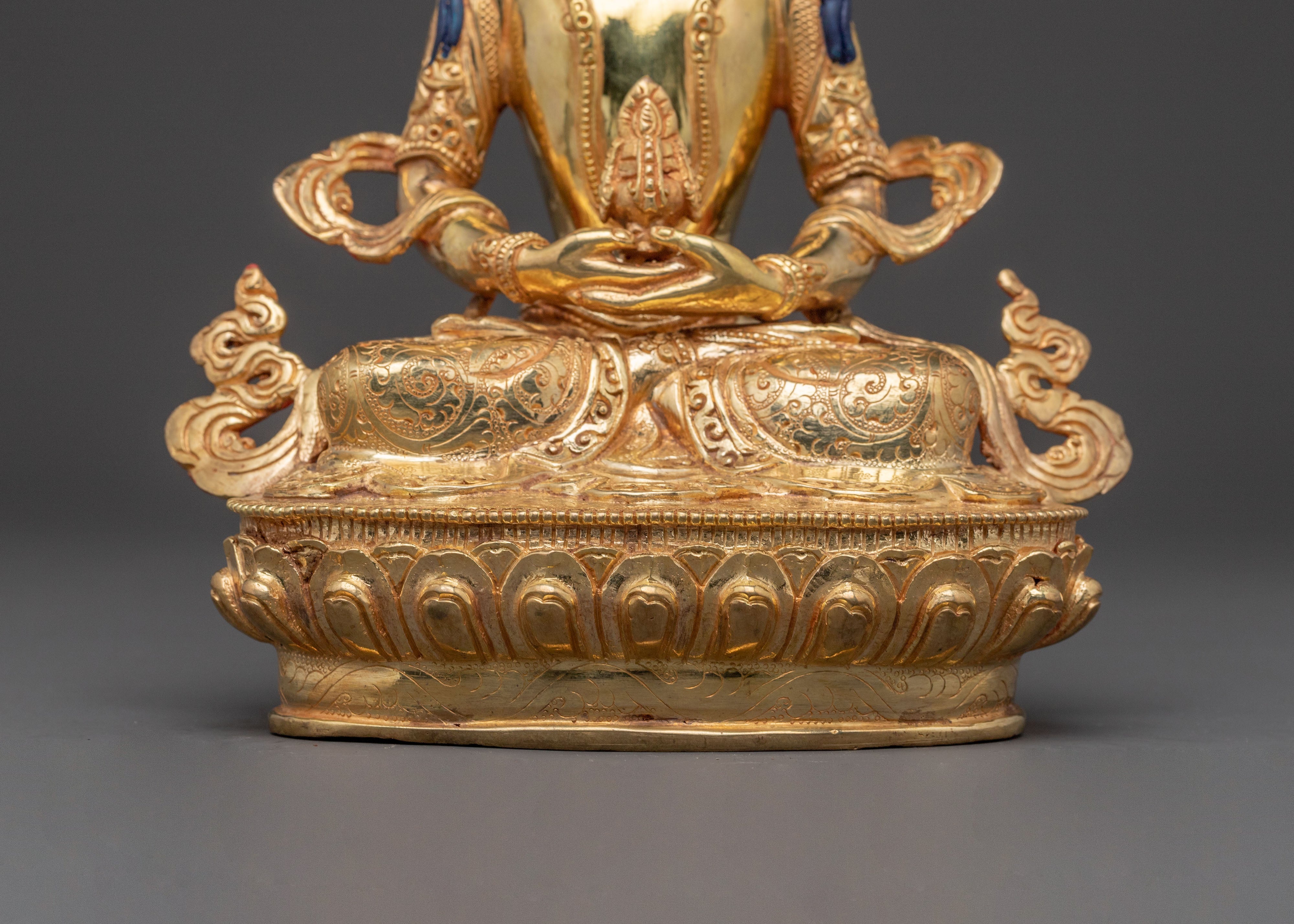 24K Gold Gilded Copper Statue of Amitayus: Long Life Buddha