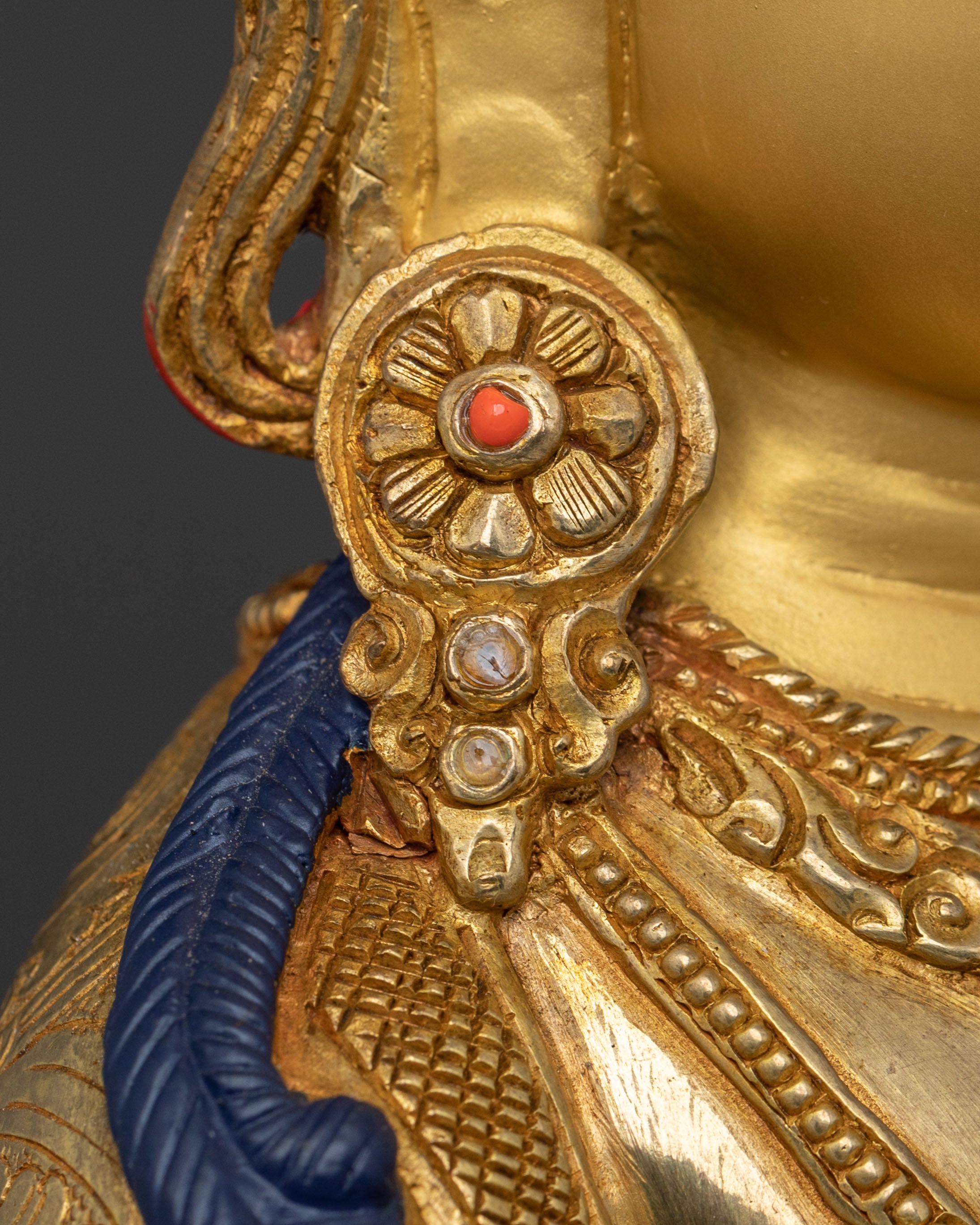 Vajradhara Statue: 24K Gold Gilded Sacred Figurine