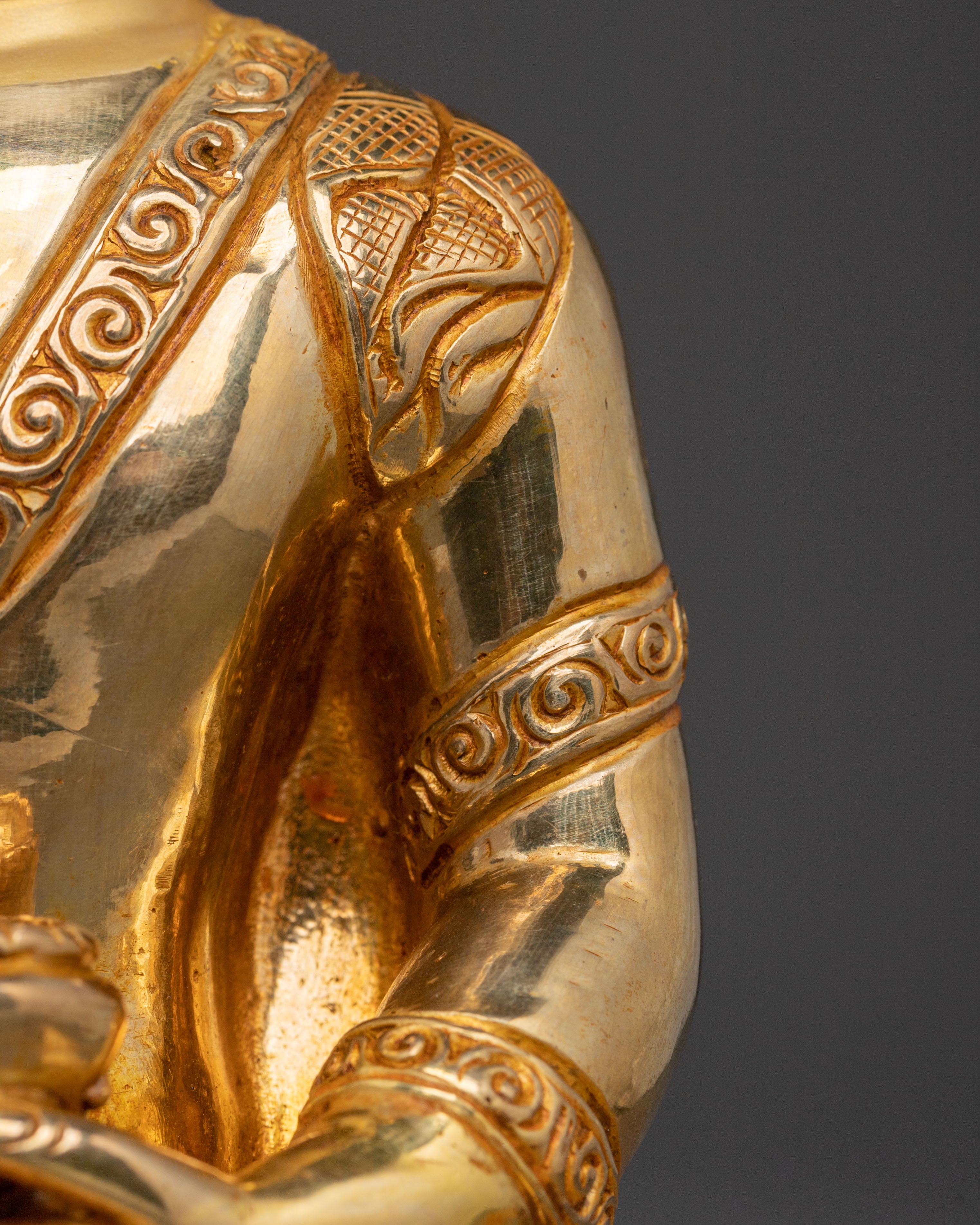 Shakyamuni Blessing Statue: 24K Gold Gilded