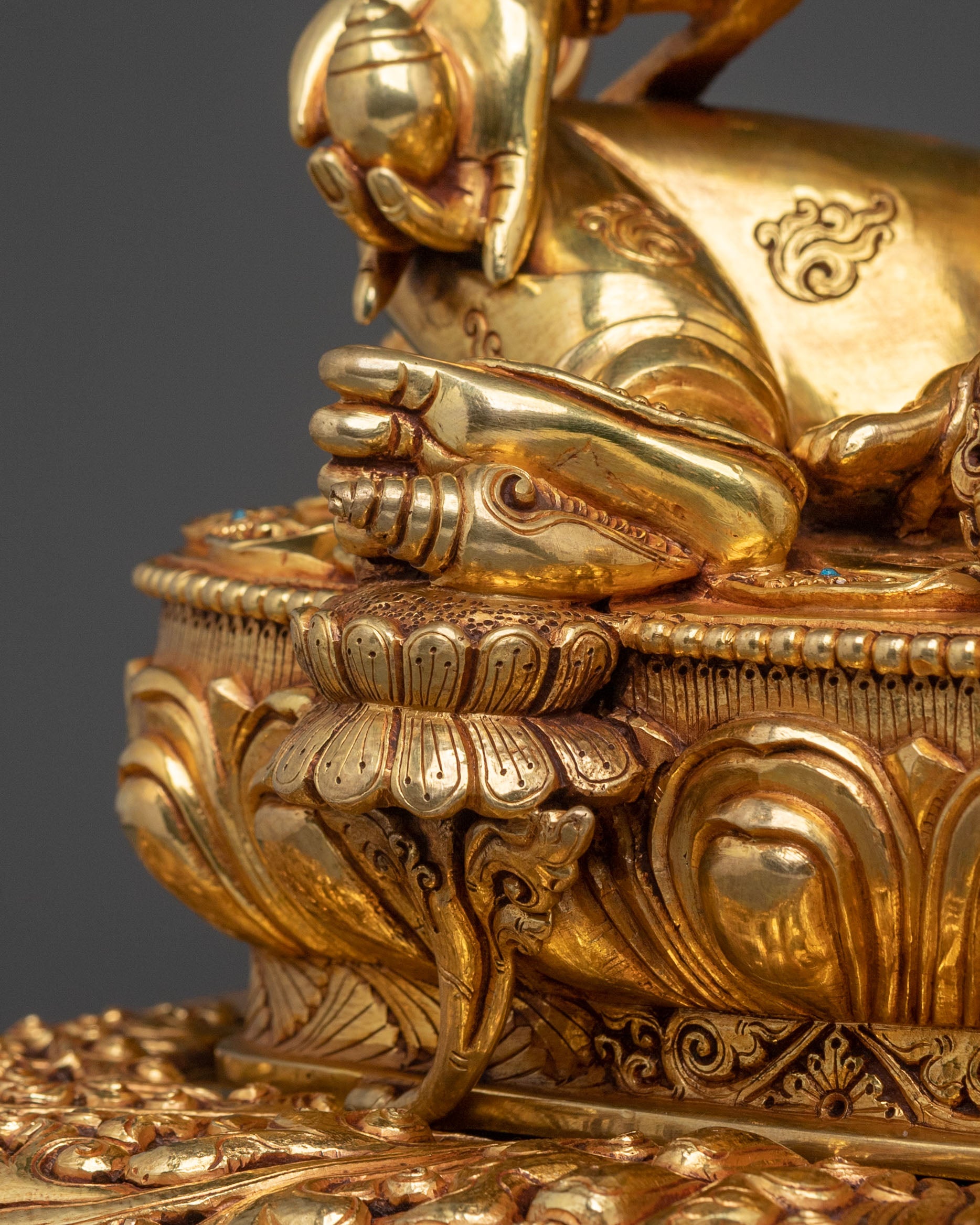 Yellow Dzambhala Statue on Throne | Wealth Deity