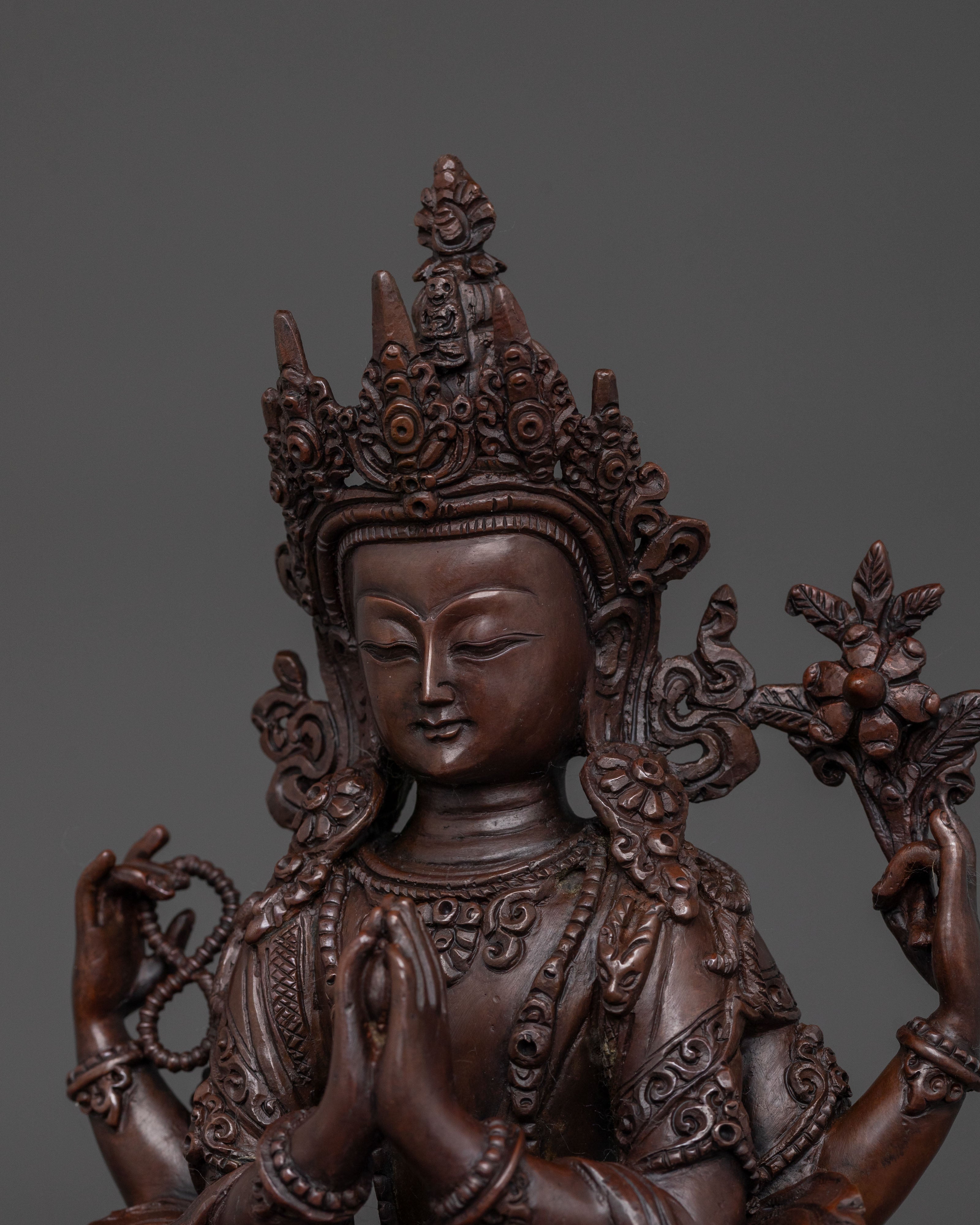 Compassion Buddha Chenrezig Statue | Oxidized Copper Statue