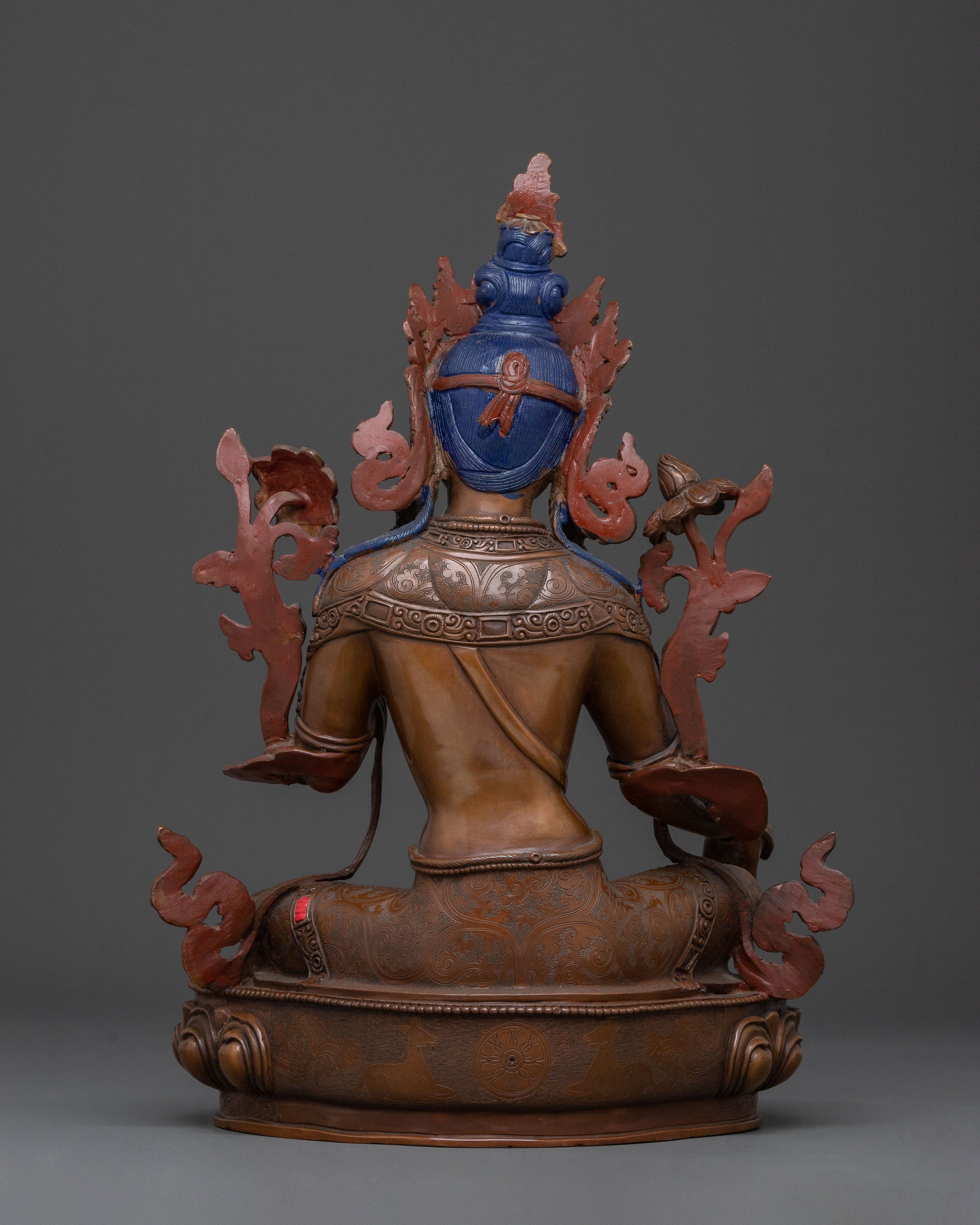 Green Tara Oxidized Copper Statue: Protector Goddess